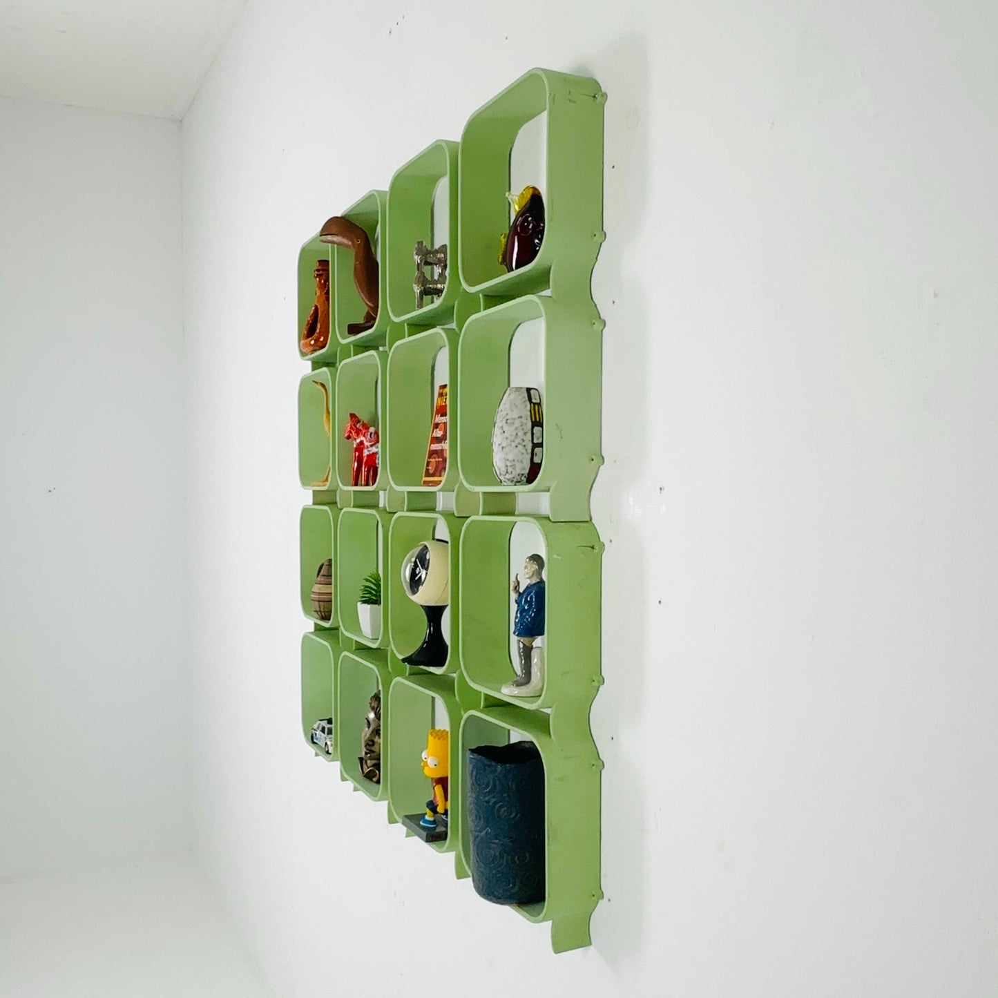 Set of 2 Mid-Century Modular Wall Panels in Mint Green, ABS Plastic, Switzerland 1980s