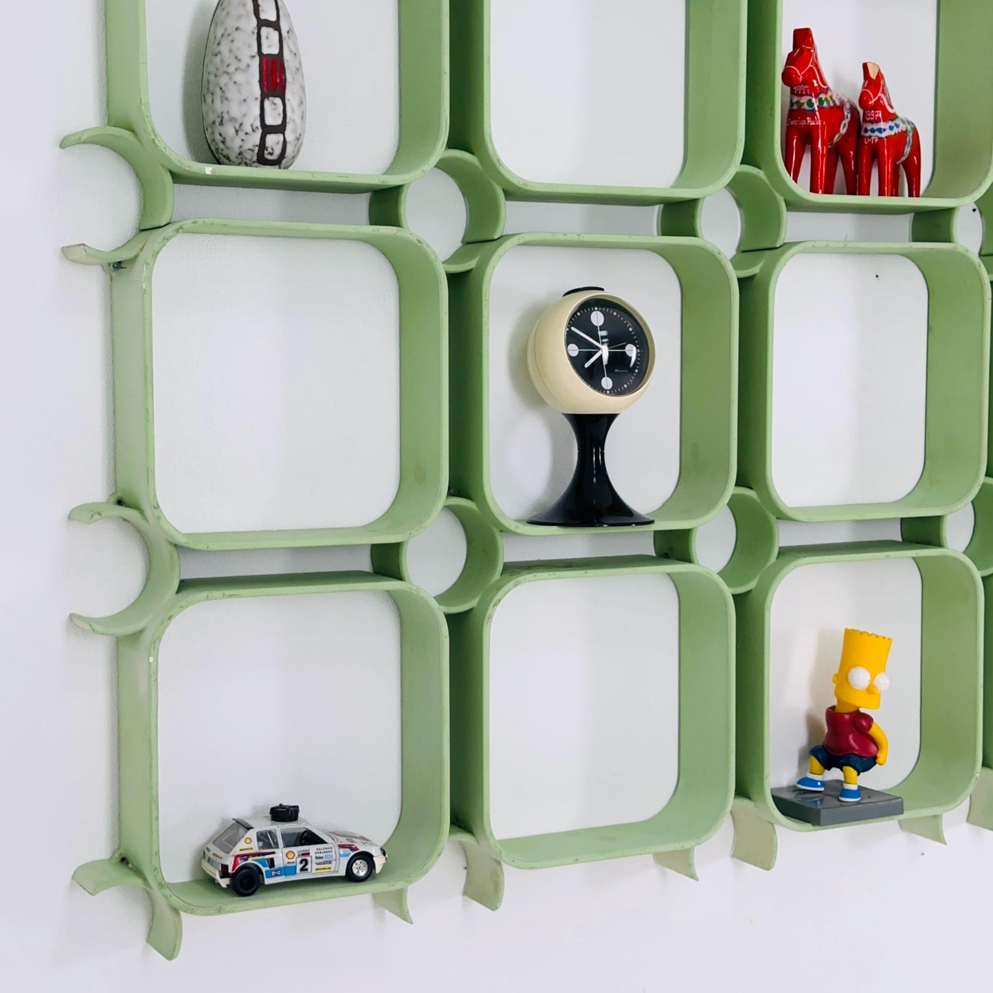Set of 4 Mid-Century Modular Wall Panels in Mint Green, ABS Plastic, Switzerland 1980s