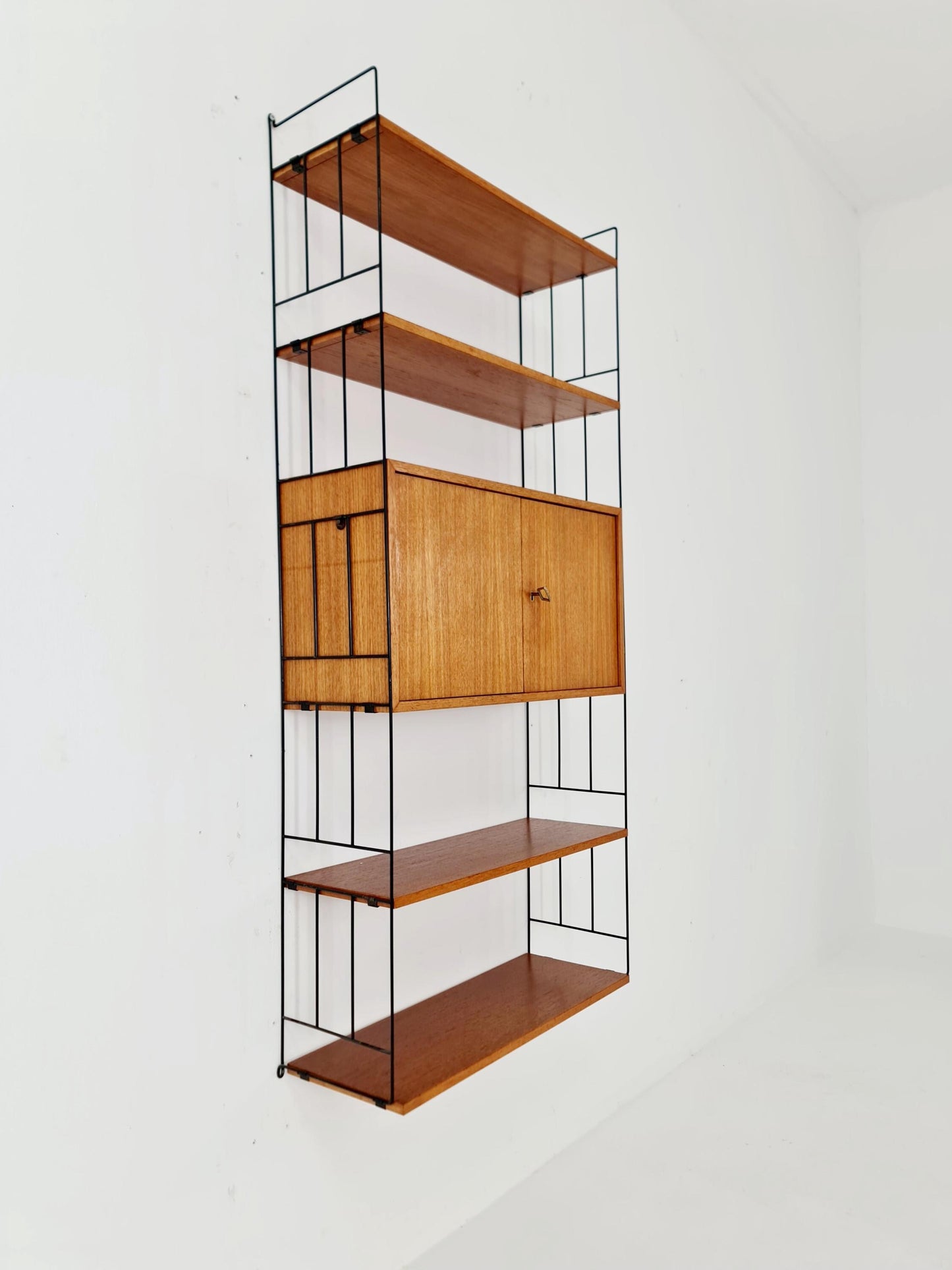 String shelf-system, bookcase with cabinet teak by WHB Germany, 1950s