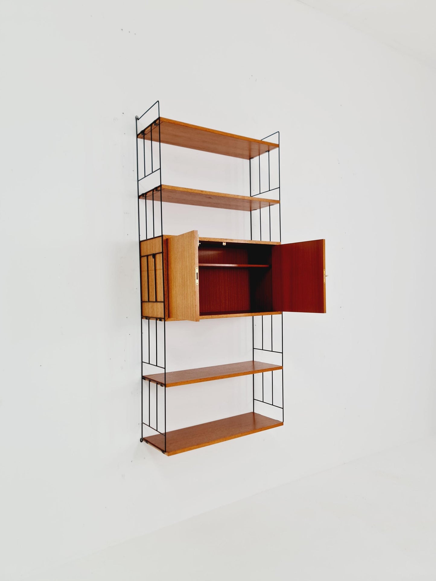 String shelf-system, bookcase with cabinet teak by WHB Germany, 1950s