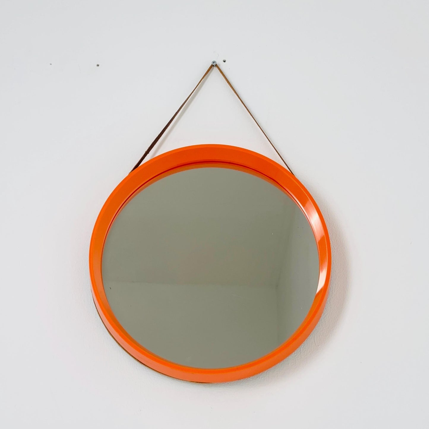 Mid Century Vintage Space Age Orange Mirror –for Termotex Denmark, 1970s