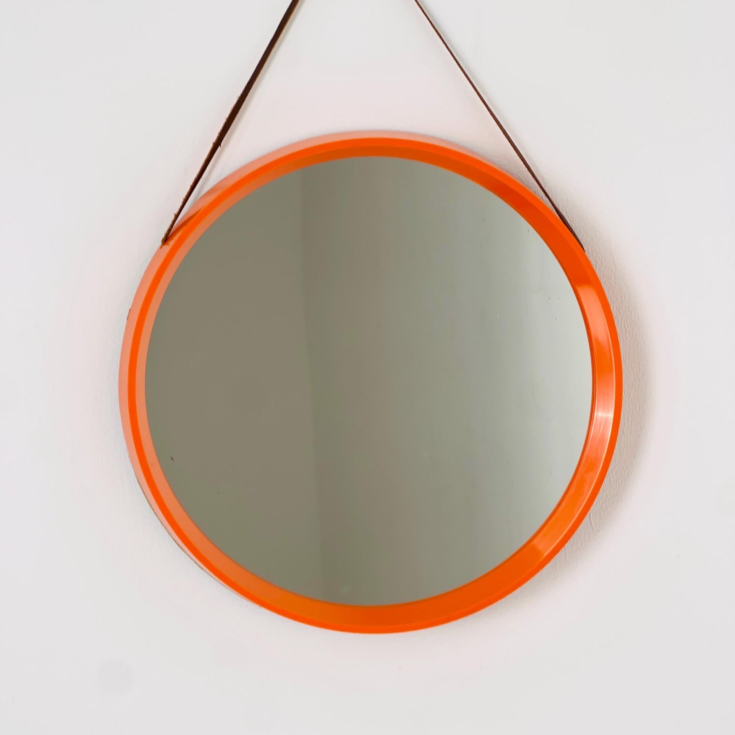 Mid Century Vintage Space Age Orange Mirror –for Termotex Denmark, 1970s