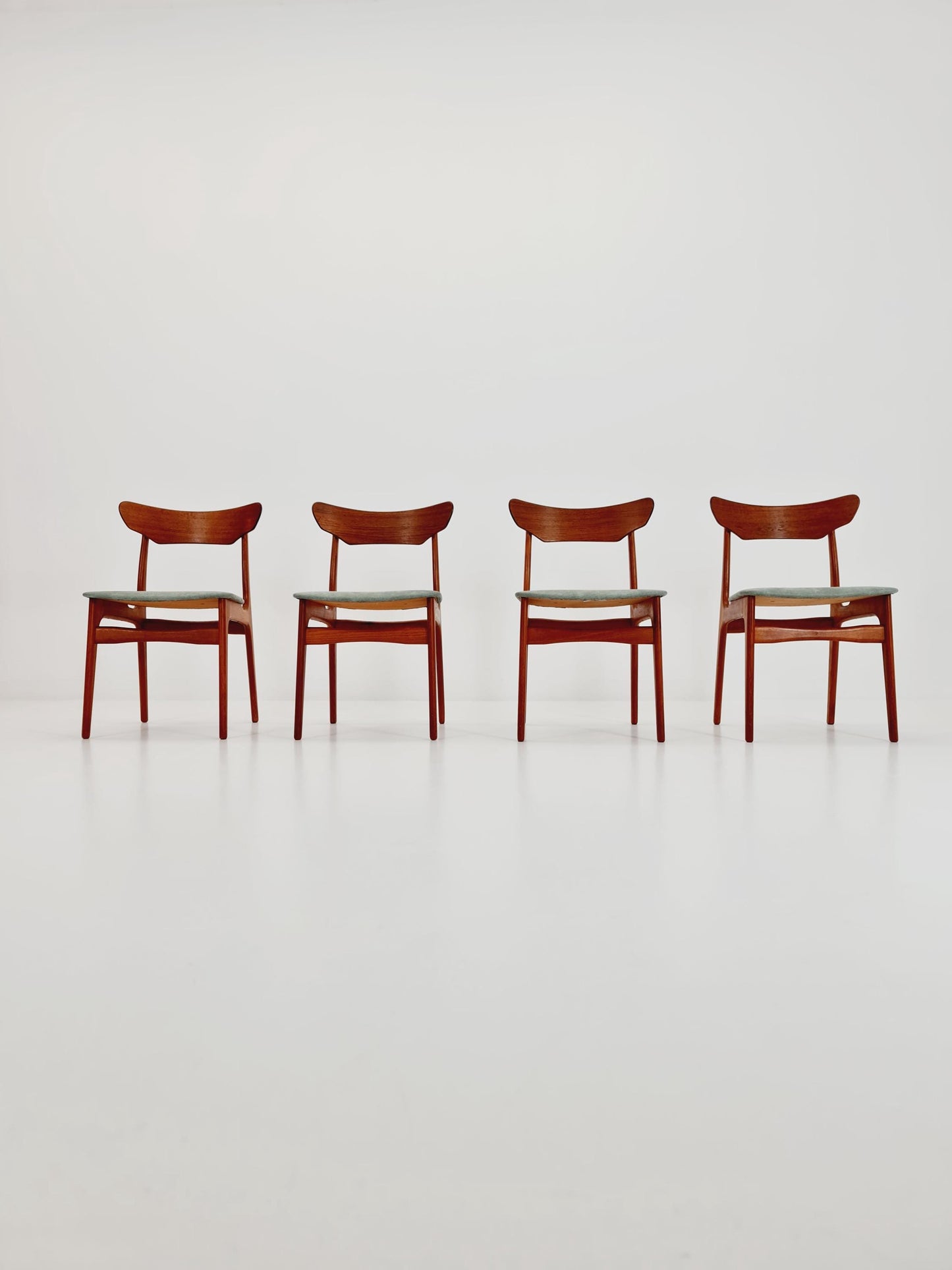 Mid Century Dansih Teak and Leather chair by schiønning & Elgaard ,1960s Set of 4