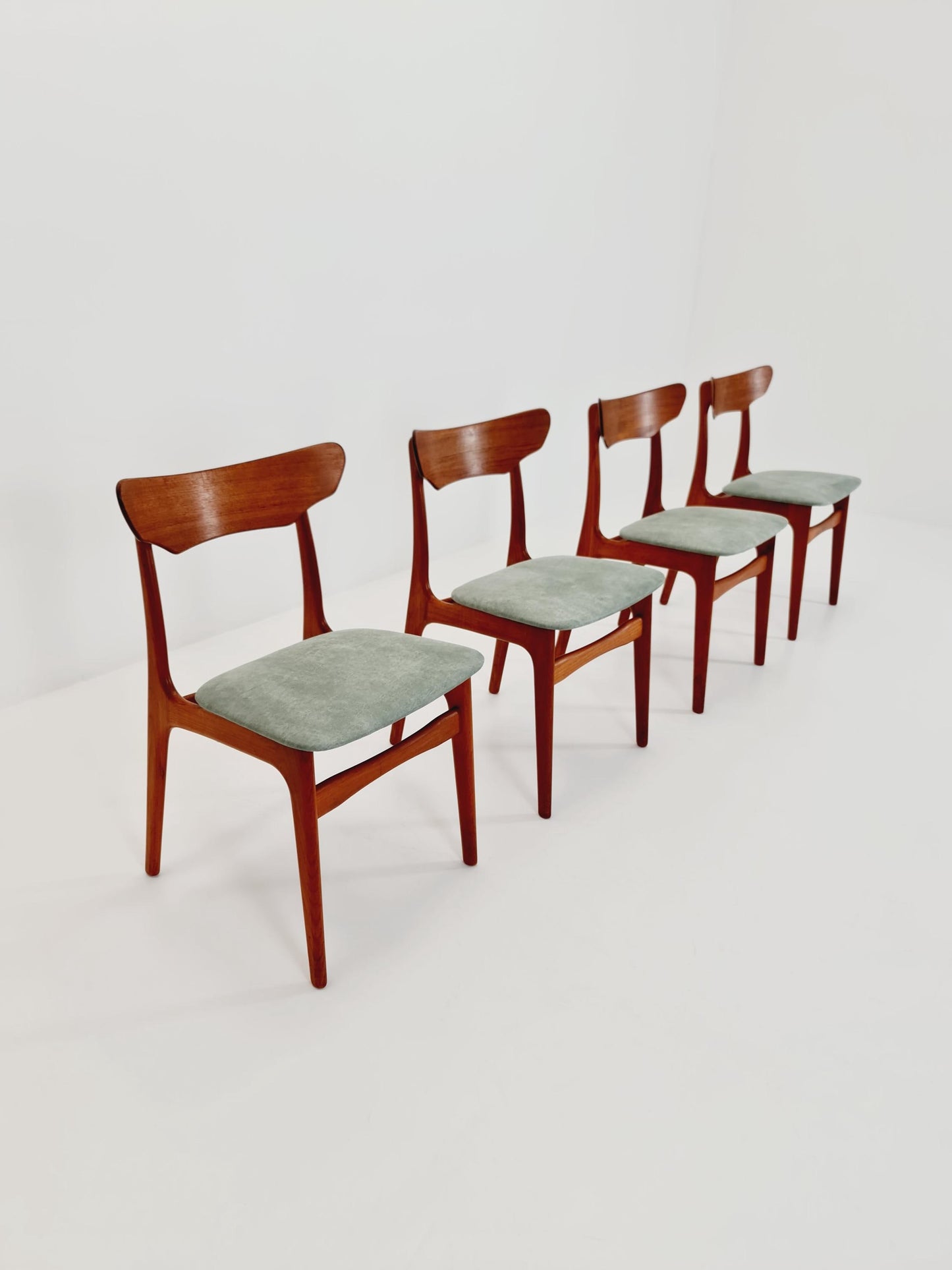 Mid Century Dansih Teak and Leather chair by schiønning & Elgaard ,1960s Set of 4