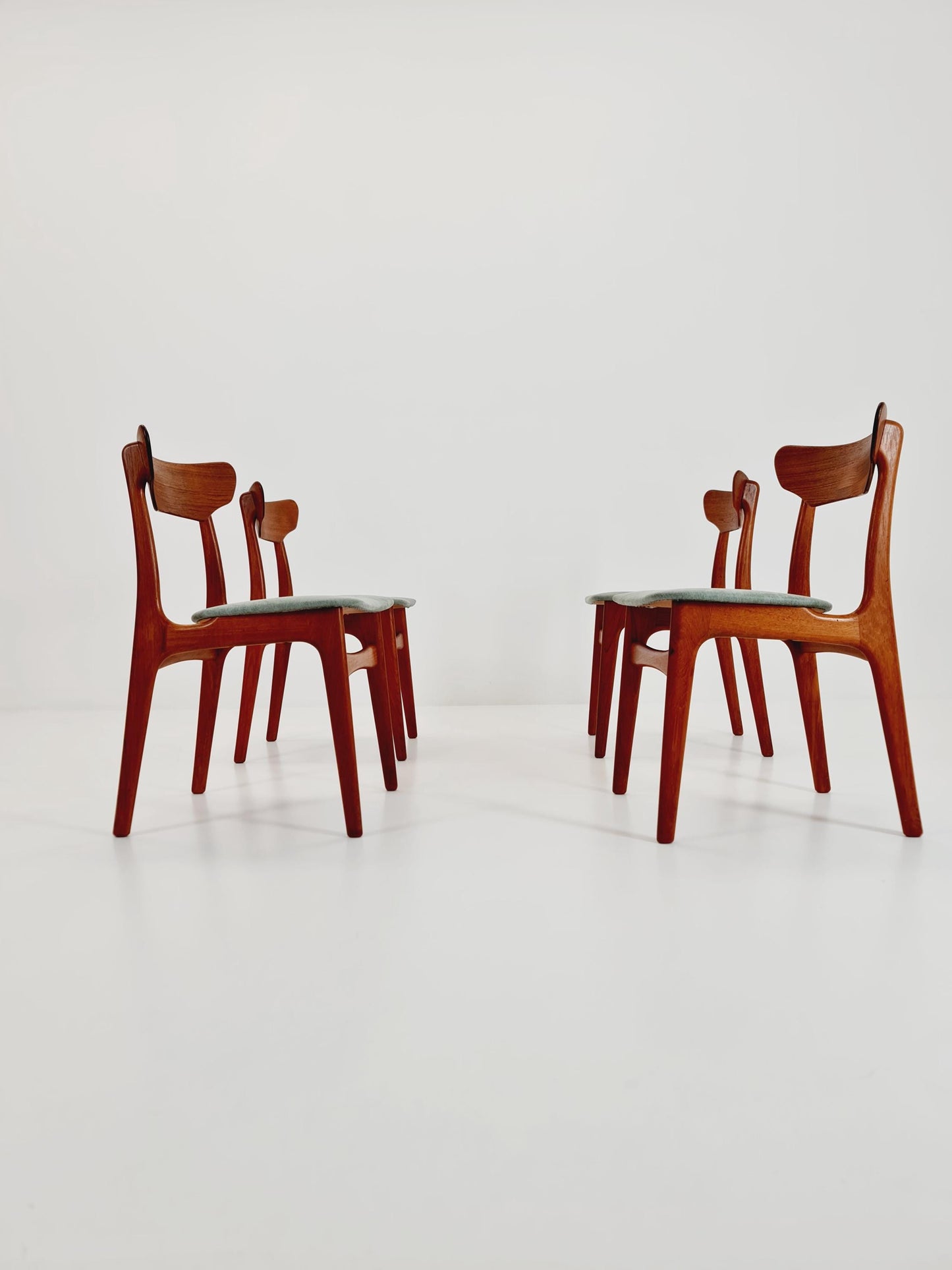 Mid Century Dansih Teak and Leather chair by schiønning & Elgaard ,1960s Set of 4