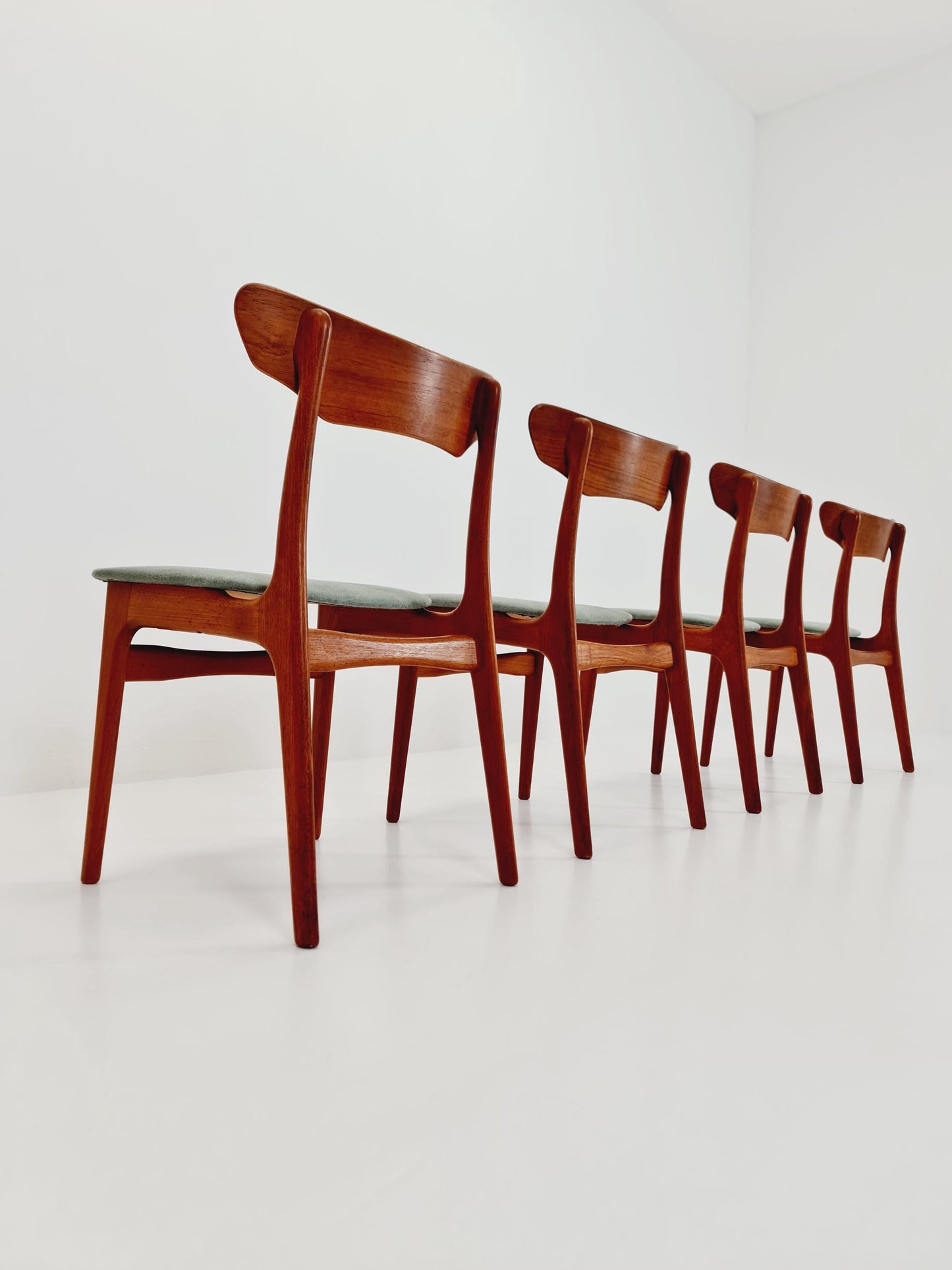 Mid Century Dansih Teak and Leather chair by schiønning & Elgaard ,1960s Set of 4