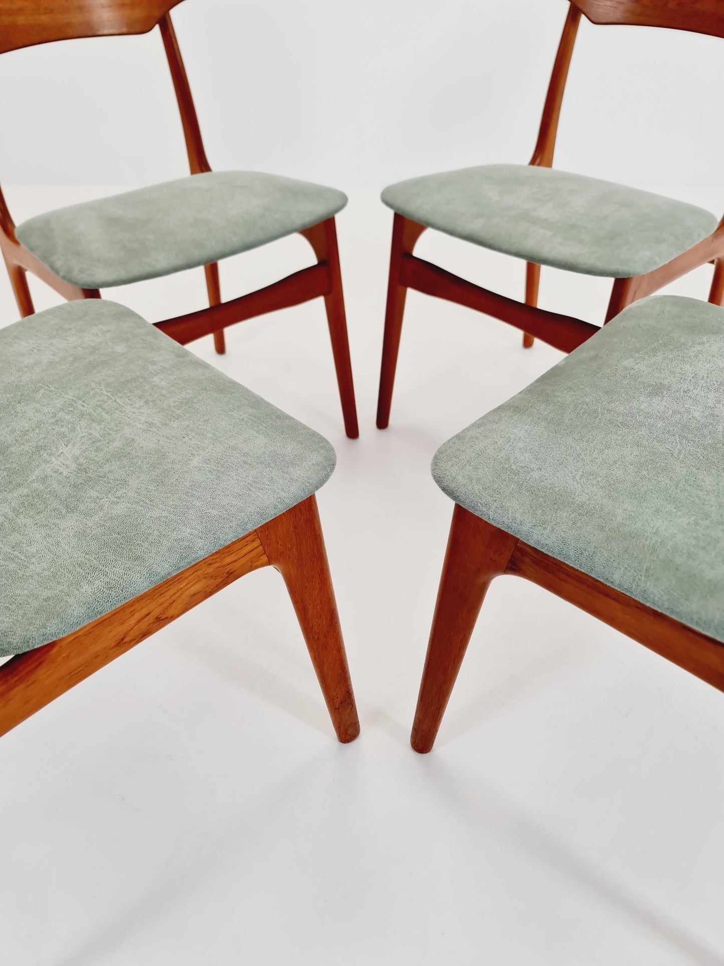 Mid Century Dansih Teak and Leather chair by schiønning & Elgaard ,1960s Set of 4