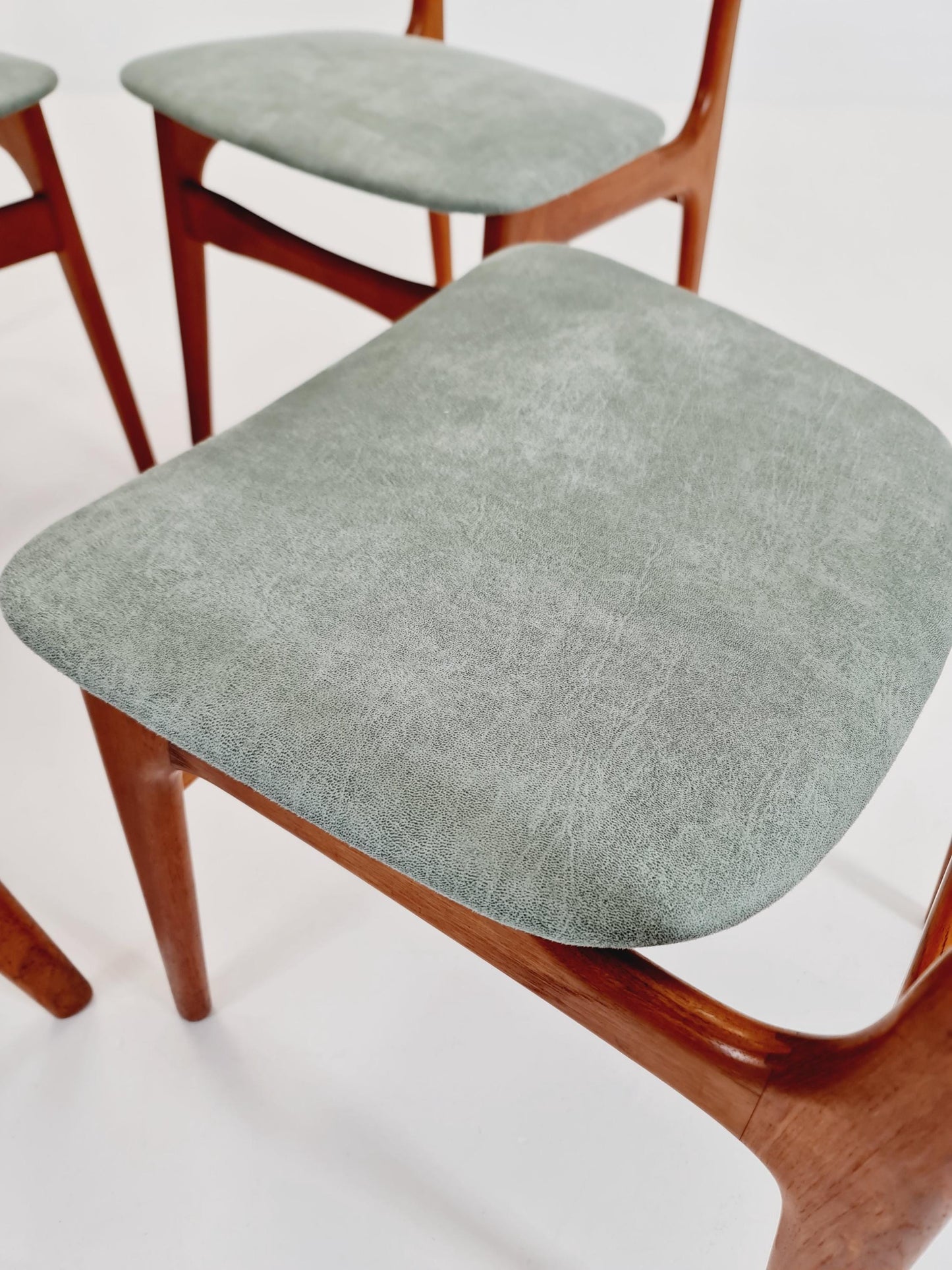 Mid Century Dansih Teak and Leather chair by schiønning & Elgaard ,1960s Set of 4