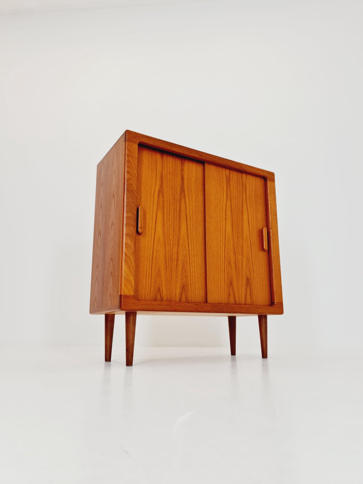 Mid century Solid Danish teak hallway cabinet, shoes cabinet By Silkborg Möbelfabrik 1960s