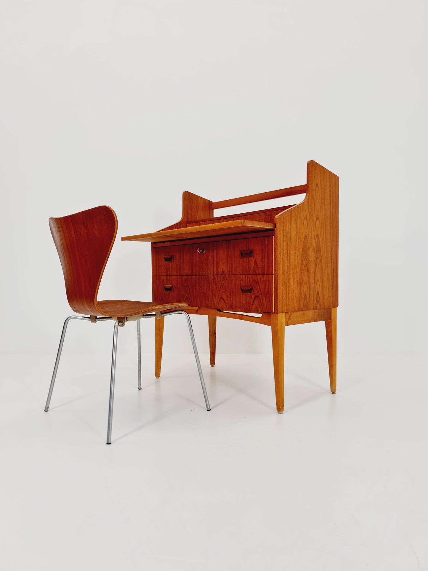 Midcentury Danish vintage teak secretary, vanity /Make up table By Arne Wahl Iversen, 1960s