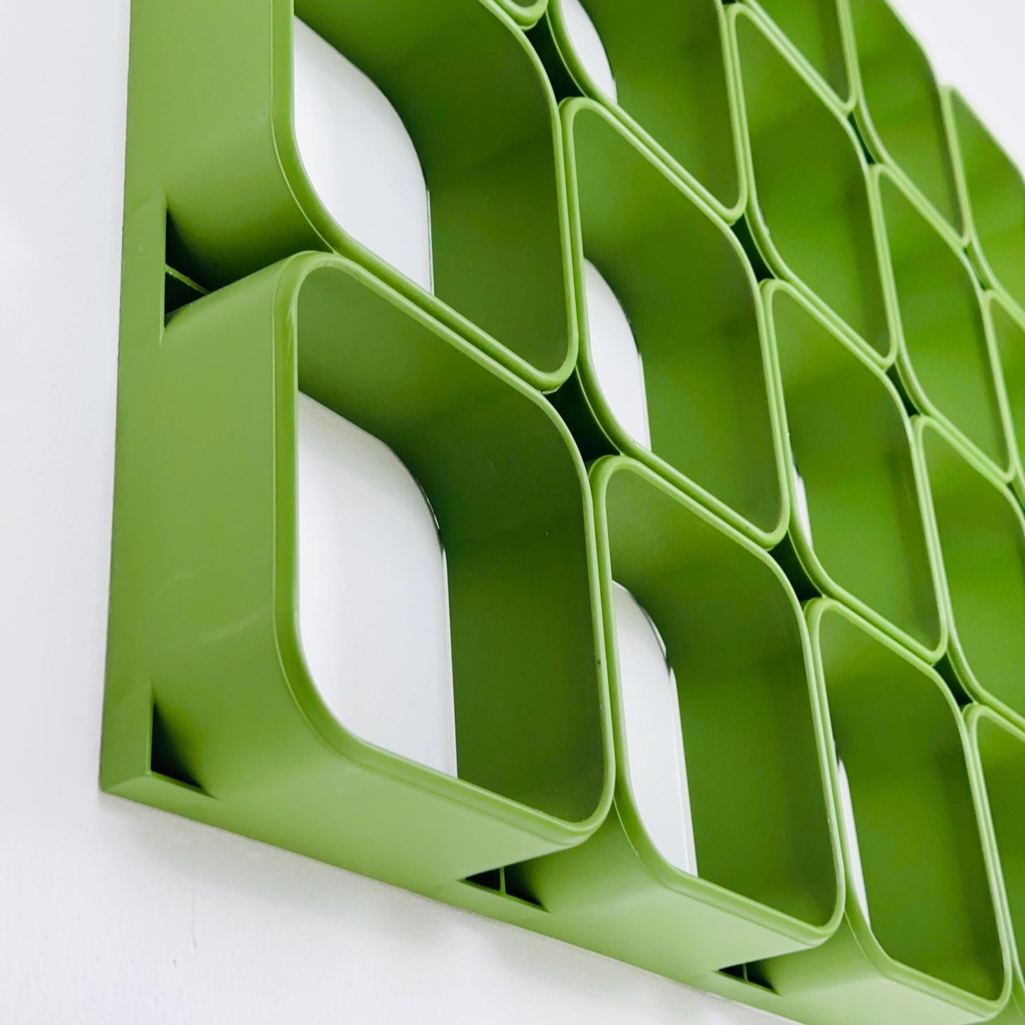 Set of 8 space age green square Plastic Wall or Ceiling Panels system Switzerland 1970s