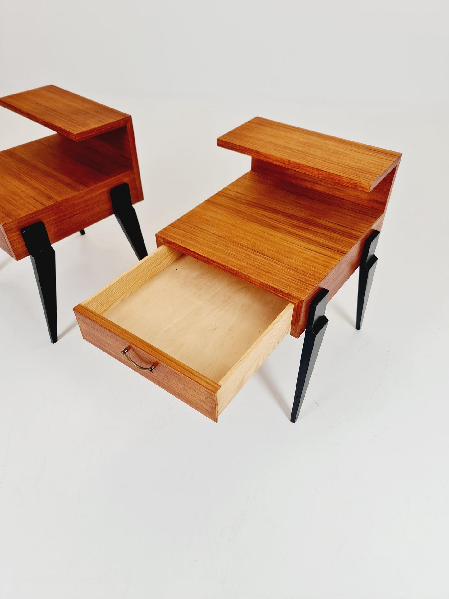 Rare Danish MidCentury teak nightstands / bedside tables, 1960s