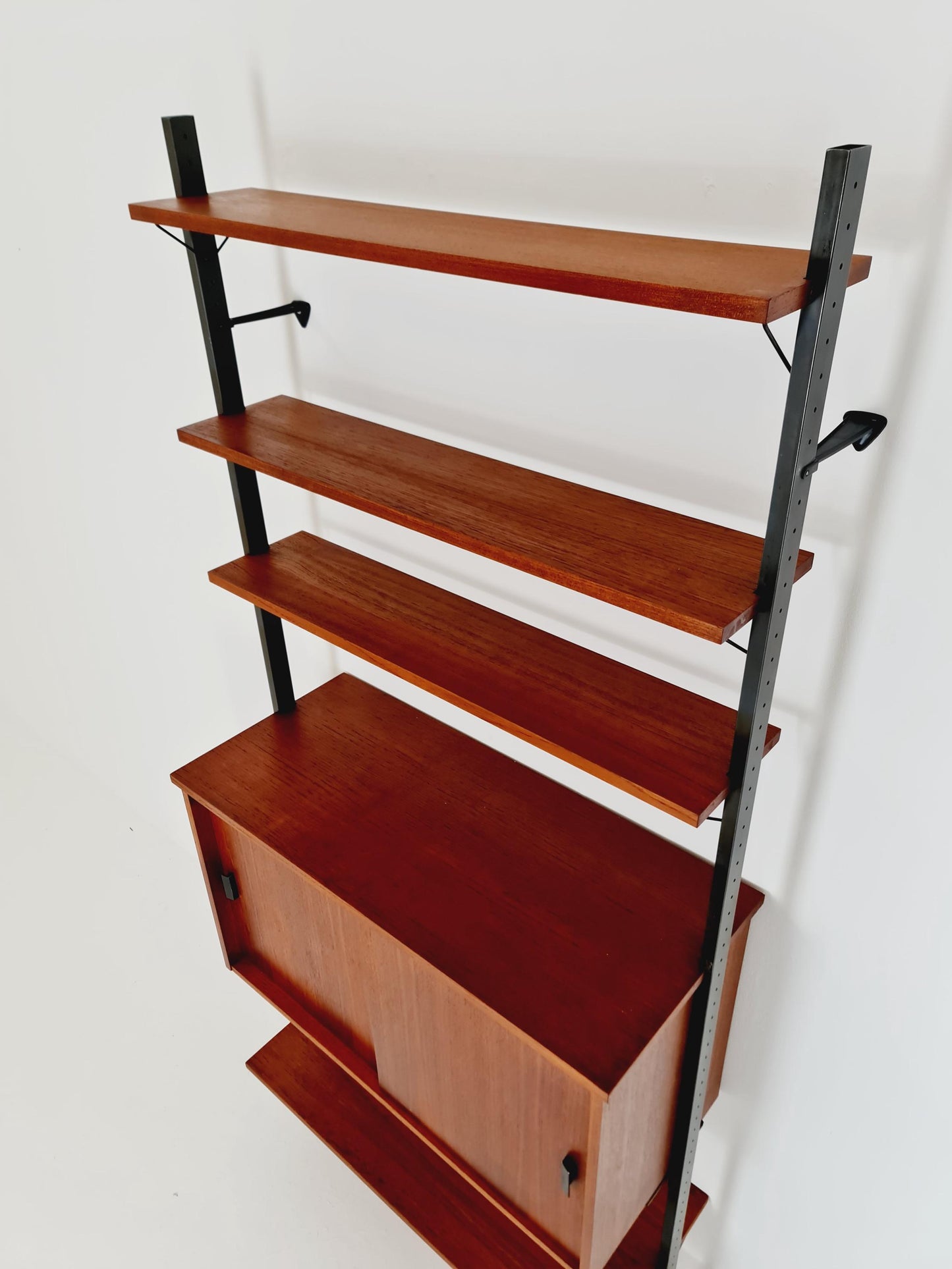 Mid century String shelf system teak & metal by Olof Pira Sweden, 1950s