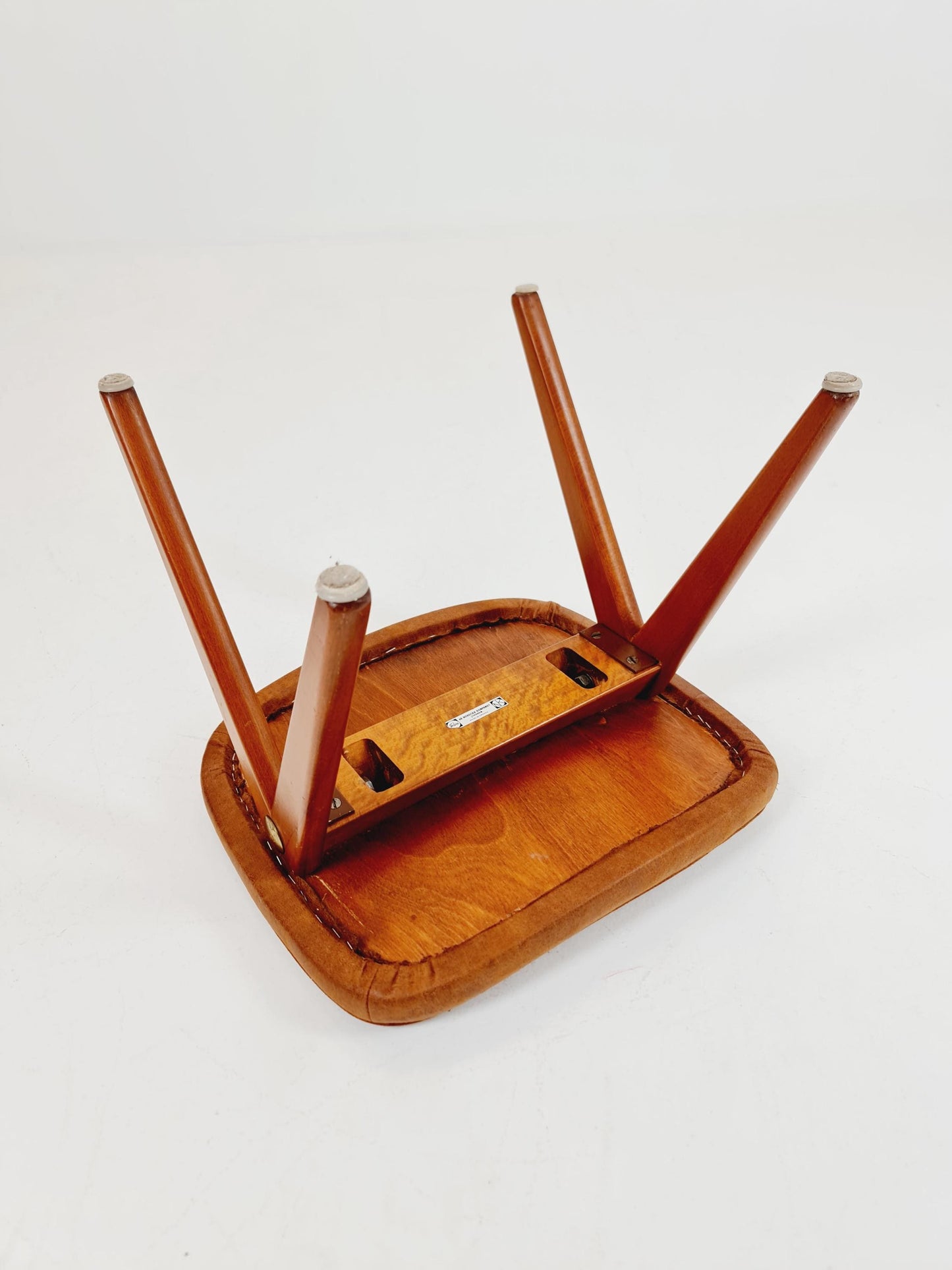 Vintage Swedish beech stool ottoman by Bengt Ruda for Nordiska Kompaniet , 1960s