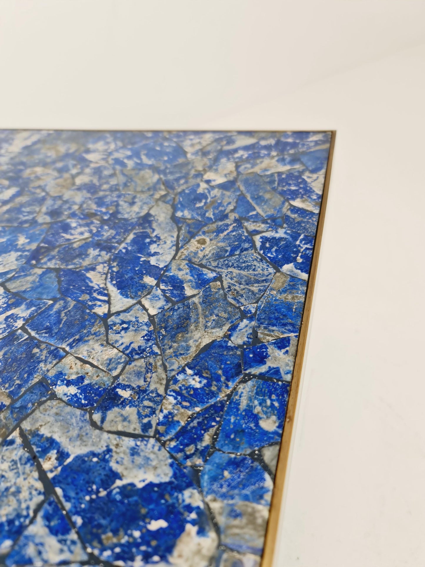 Super Rare vintage lapis Lazuli ,Brass coffee table with X legs from the 60s