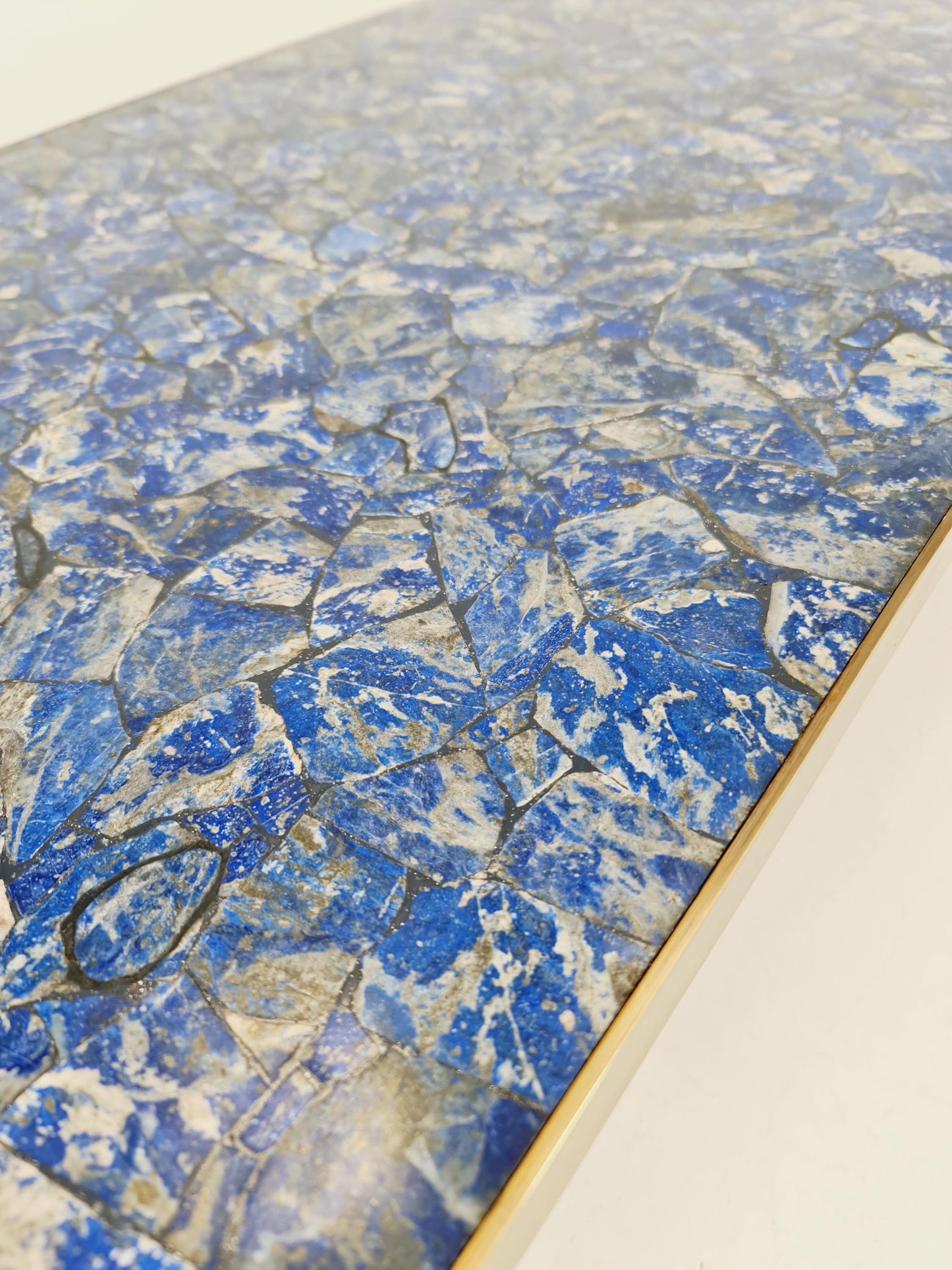 Super Rare vintage lapis Lazuli ,Brass coffee table with X legs from the 60s