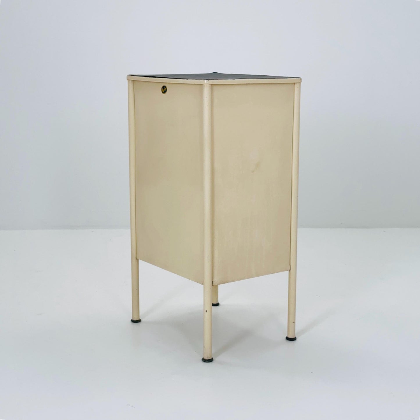 Mid century Bauhaus metal nightstand by Stiegelmeyer in white 1940s Germany