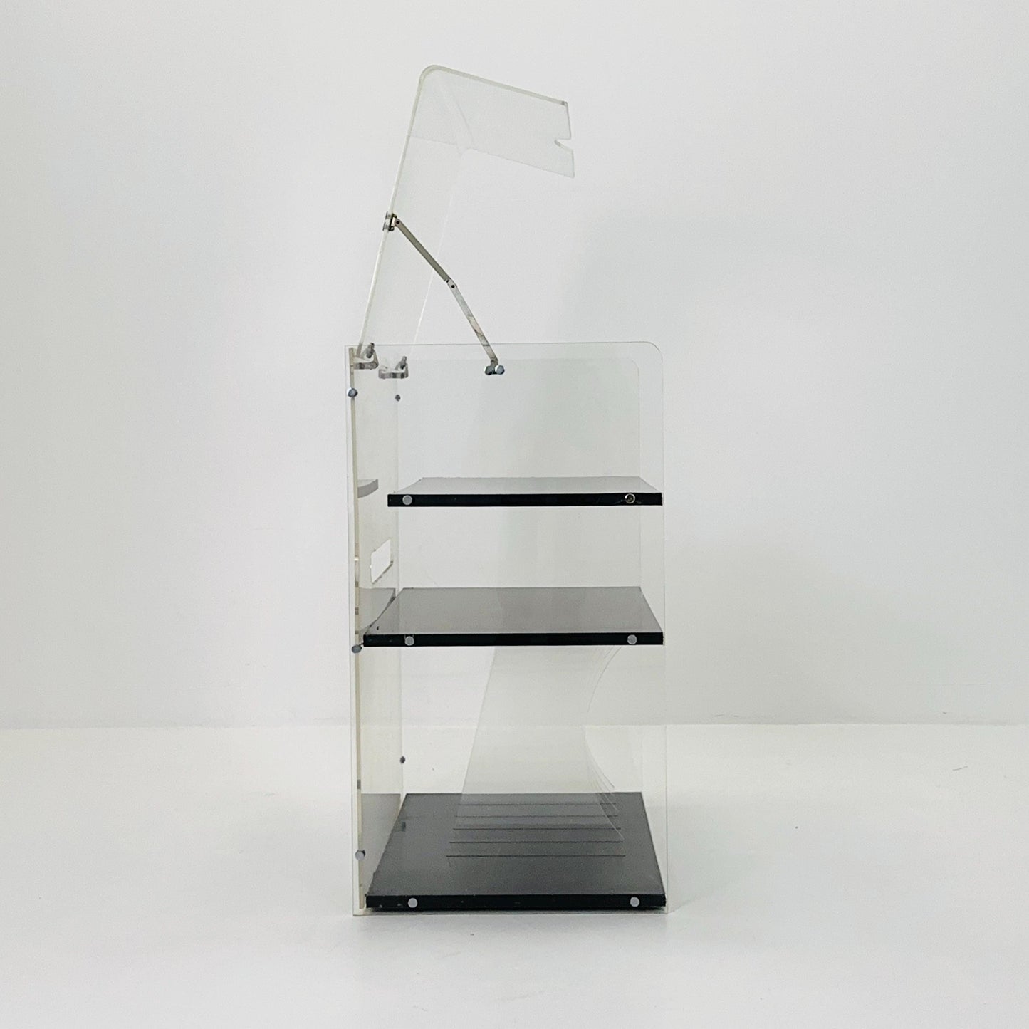 Space age Plexiglass vinyl storage /stand by Michel Dumas for Roche Bobois 1970s