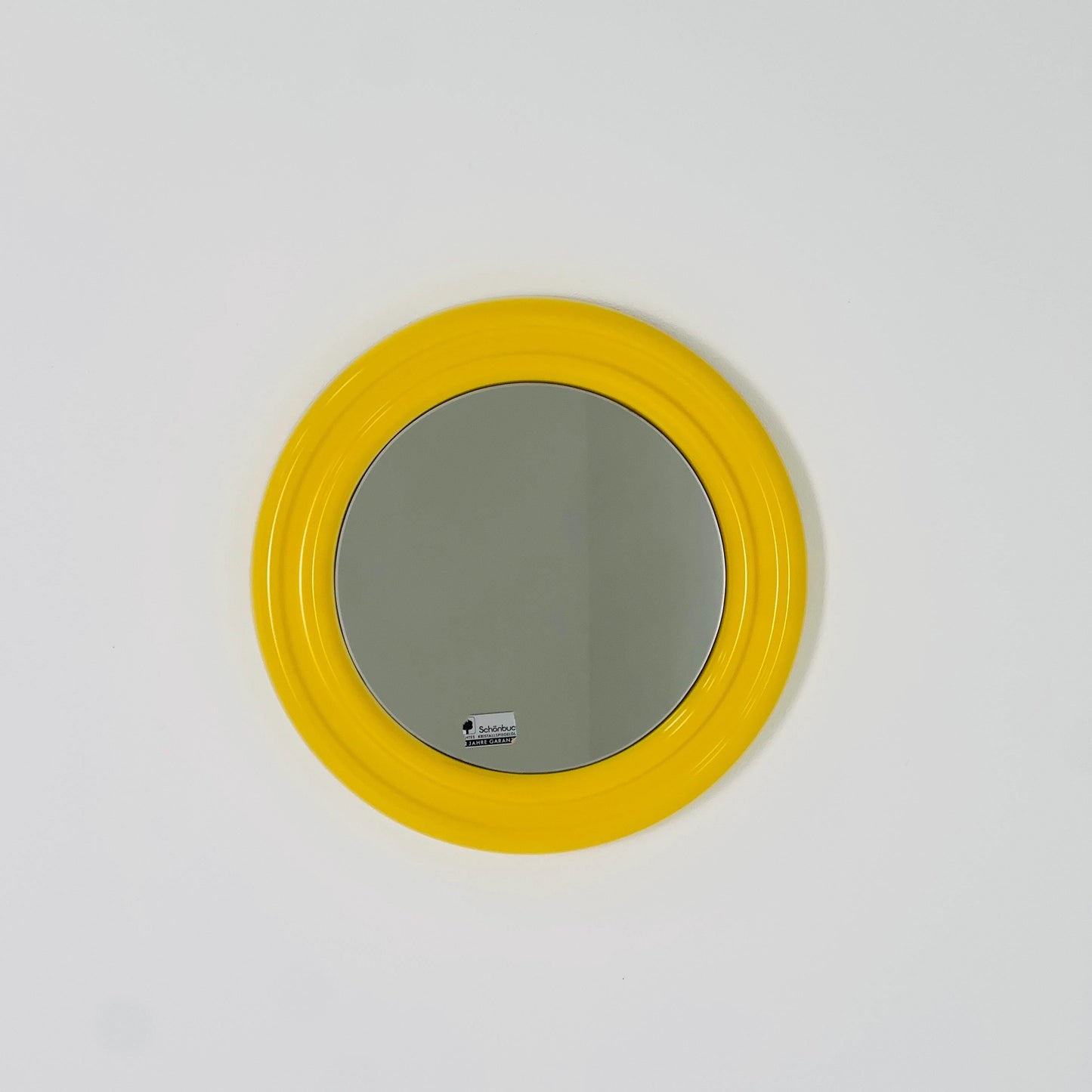 Mid century Spaceage yellow Kristal wall round mirror Schönbuch ,1970s Germany