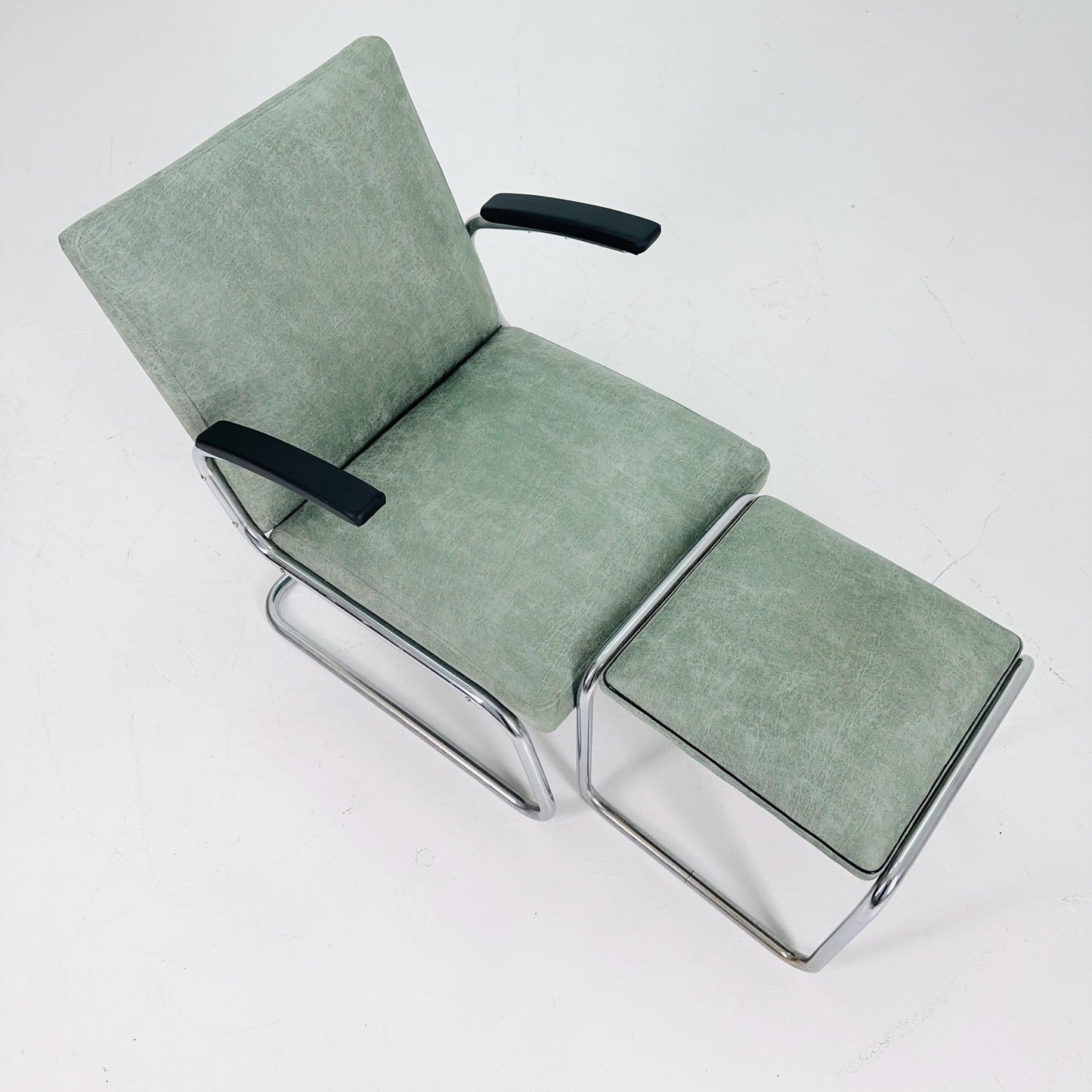Mid-Century Bauhaus Lounge Chair & Ottoman Set by Drabert, Germany, 1950s