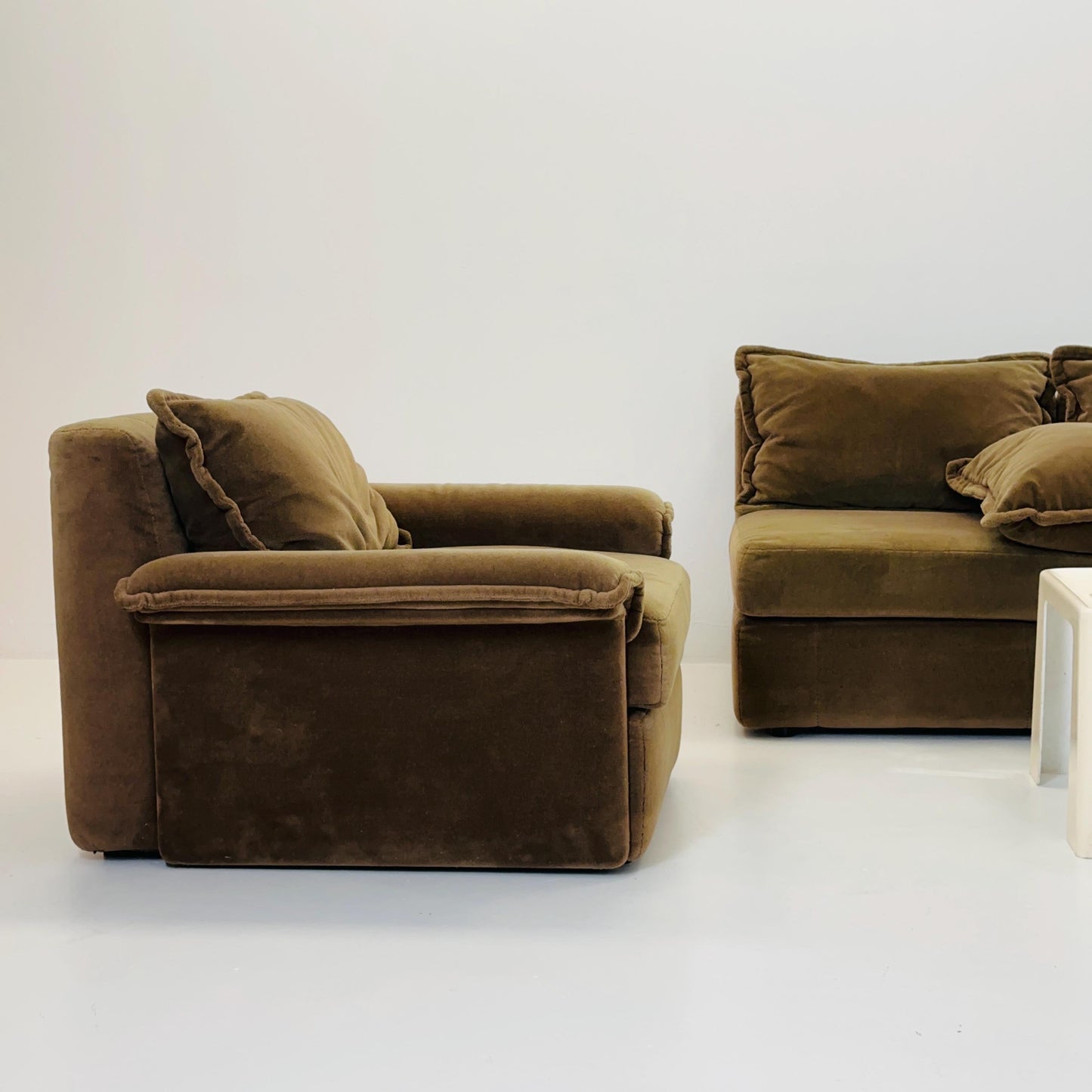 Mid Century Modern Rolf Benz Modular Sofa Set, Brown Velvet Sectional, 7 Elements, Germany 1970s,