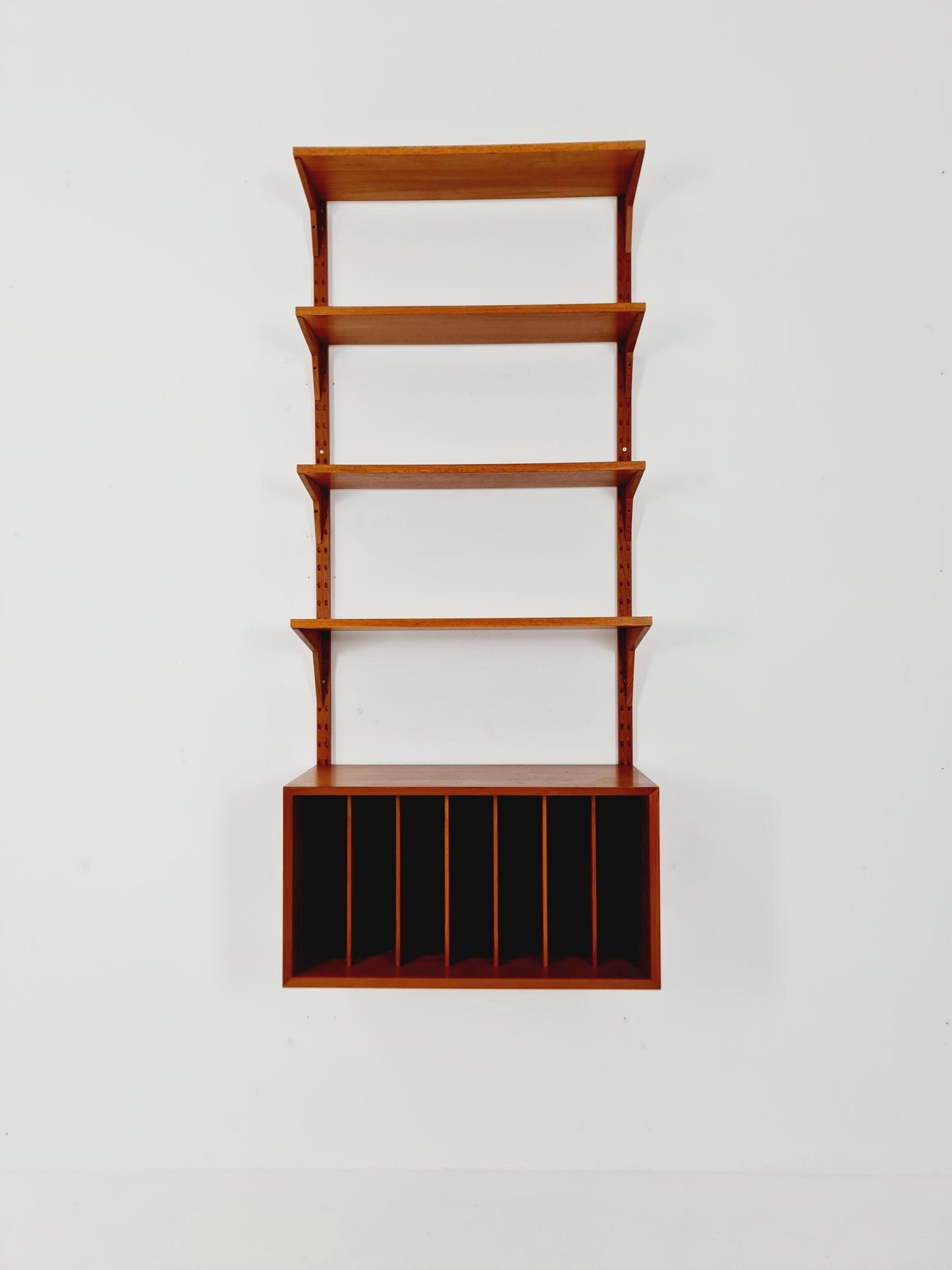Mid century Single Danish Teak Wall Unit with Vinyl Box / Record Cabinet by Poul Cadovius for Cado, Denmark, 1960s