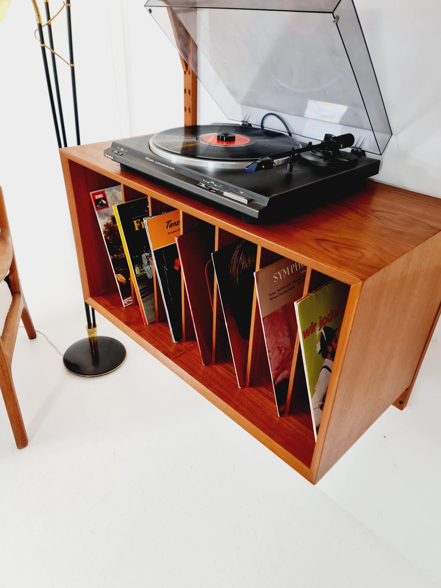 Mid century Single Danish Teak Wall Unit with Vinyl Box / Record Cabinet by Poul Cadovius for Cado, Denmark, 1960s