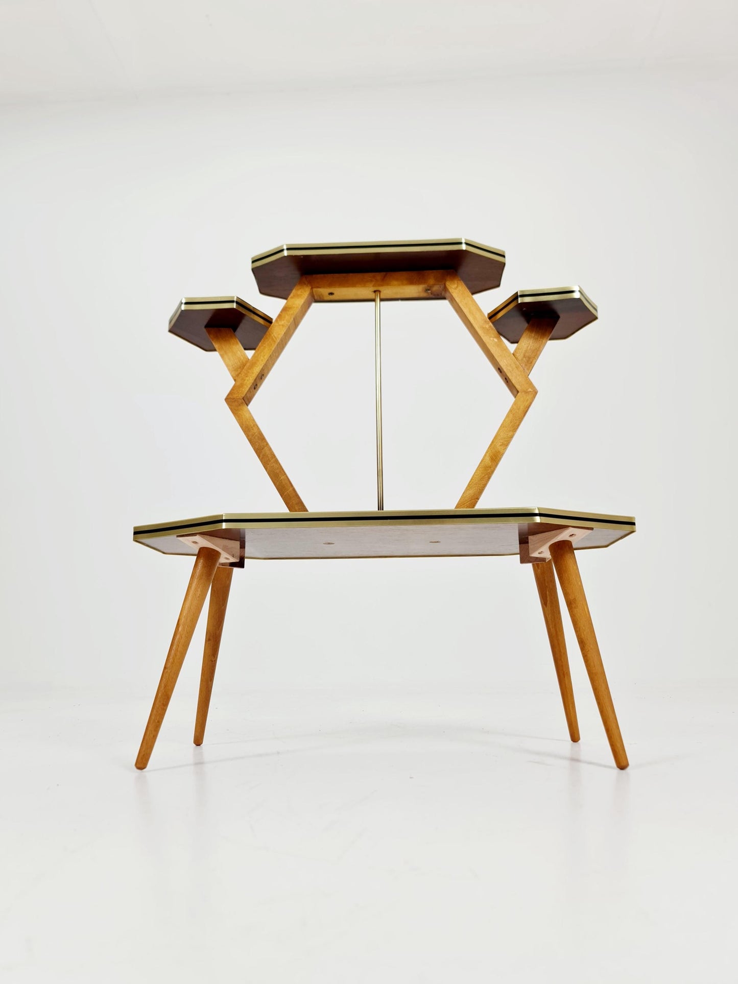 Rare Large German Plant Stand, Colorful Vintage Mid-Century Minimalist Indoor Plant Stand Side Table Retro flower table, 1950s
