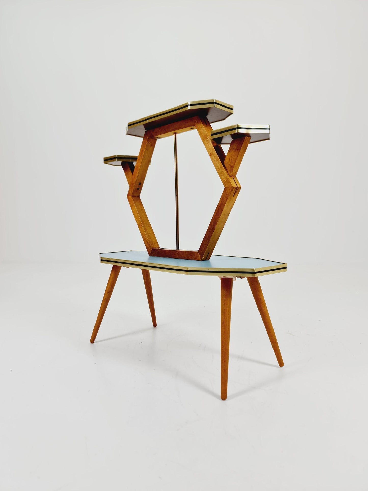 Rare Large German Plant Stand, Colorful Vintage Mid-Century Minimalist Indoor Plant Stand Side Table Retro flower table, 1950s