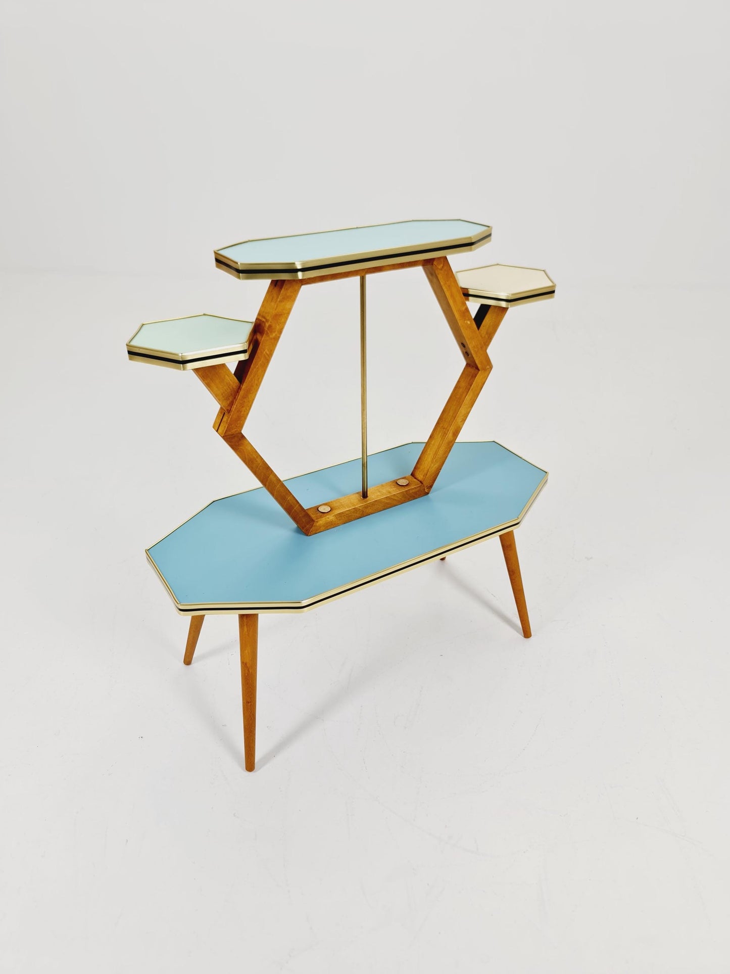 Rare Large German Plant Stand, Colorful Vintage Mid-Century Minimalist Indoor Plant Stand Side Table Retro flower table, 1950s