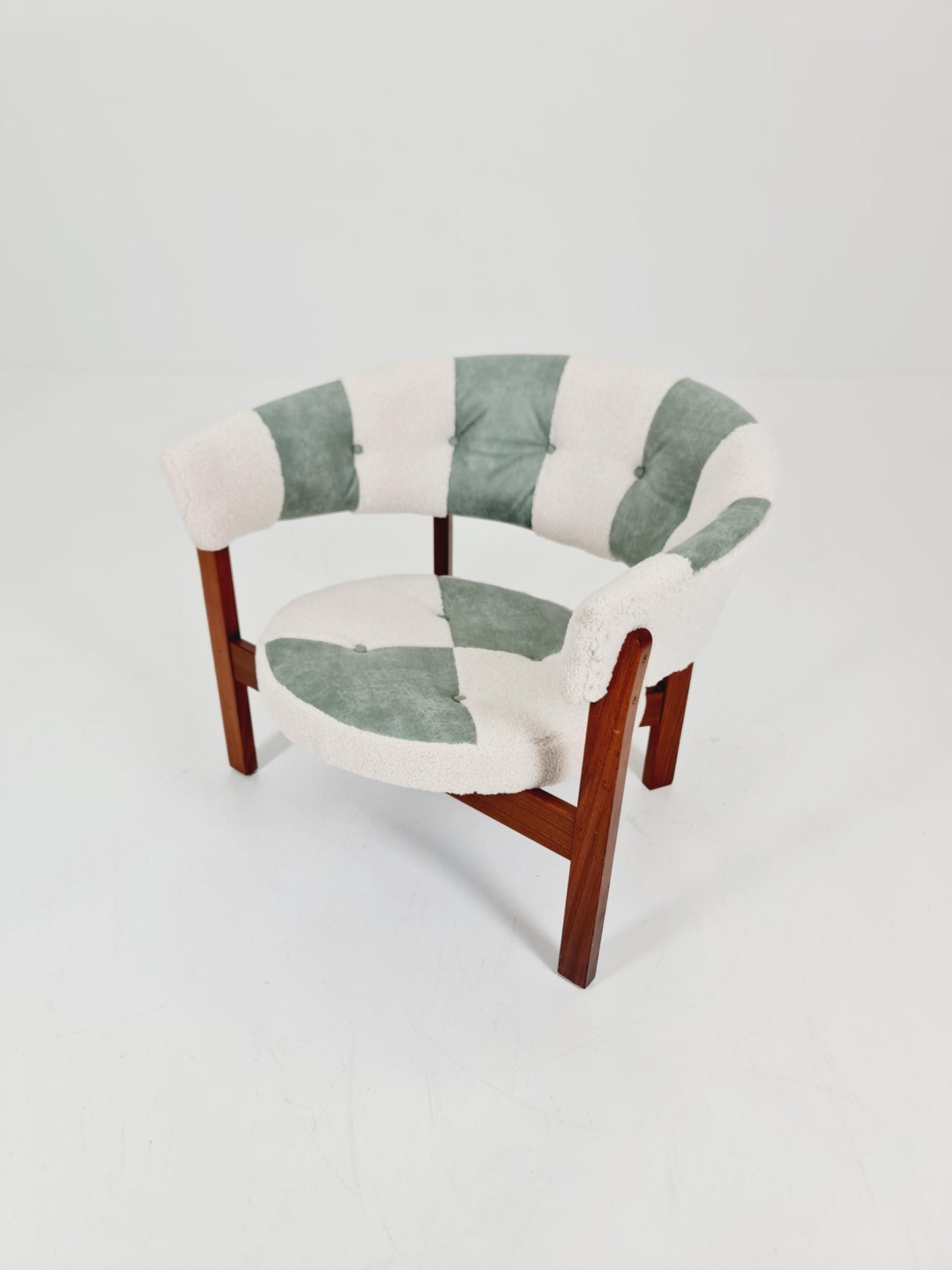 Mid-Century Modern Swedish Lounge chair with leather & Teddy Upholstery Design by Arne Wahl Iversen ,Prim , for Ikea ,1960s