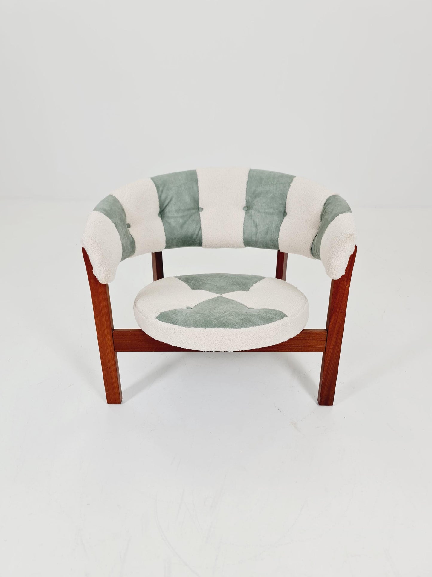 Mid-Century Modern Swedish Lounge chair with leather & Teddy Upholstery Design by Arne Wahl Iversen ,Prim , for Ikea ,1960s