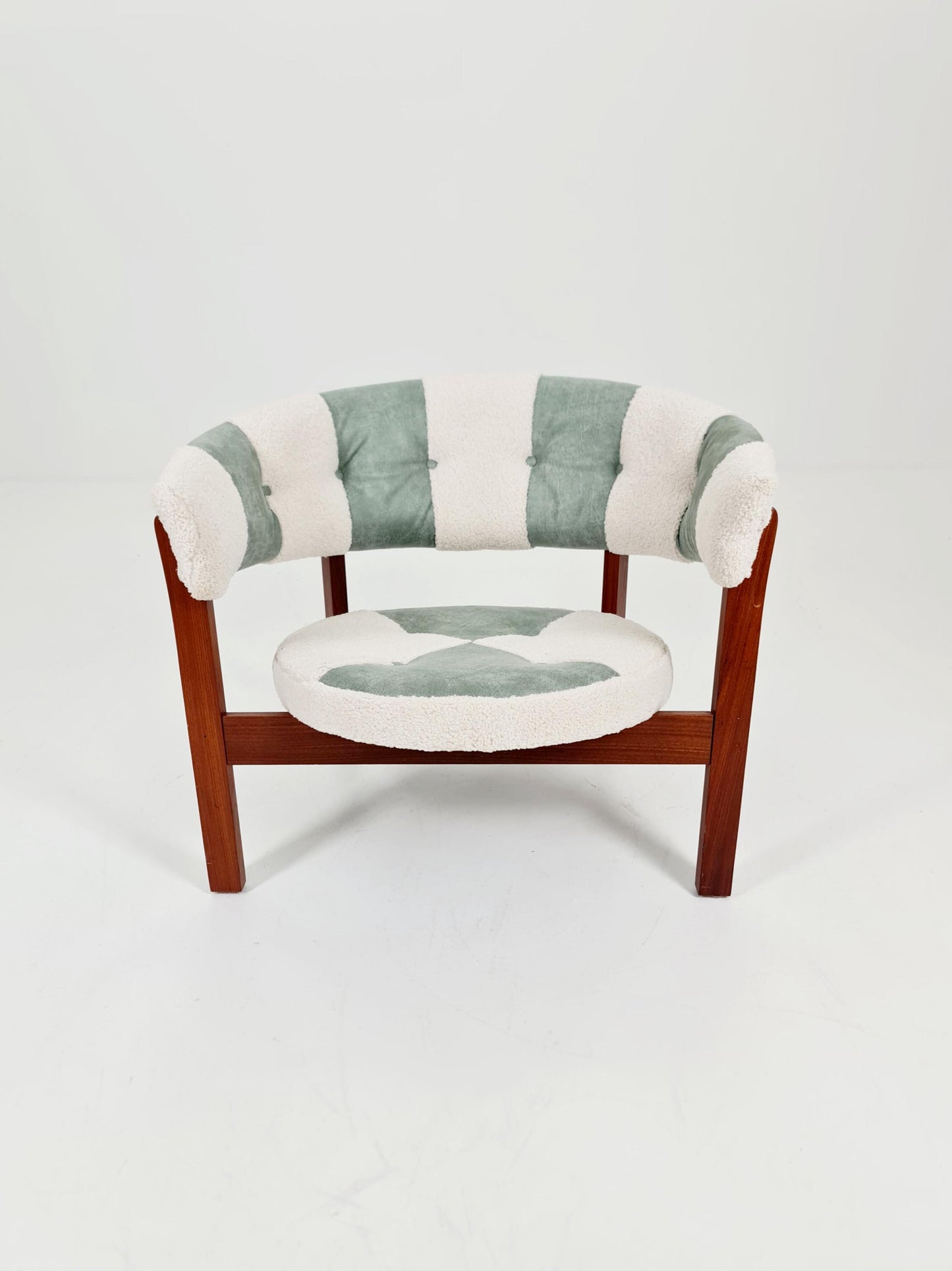 Mid-Century Modern Swedish Lounge chair with leather & Teddy Upholstery Design by Arne Wahl Iversen ,Prim , for Ikea ,1960s