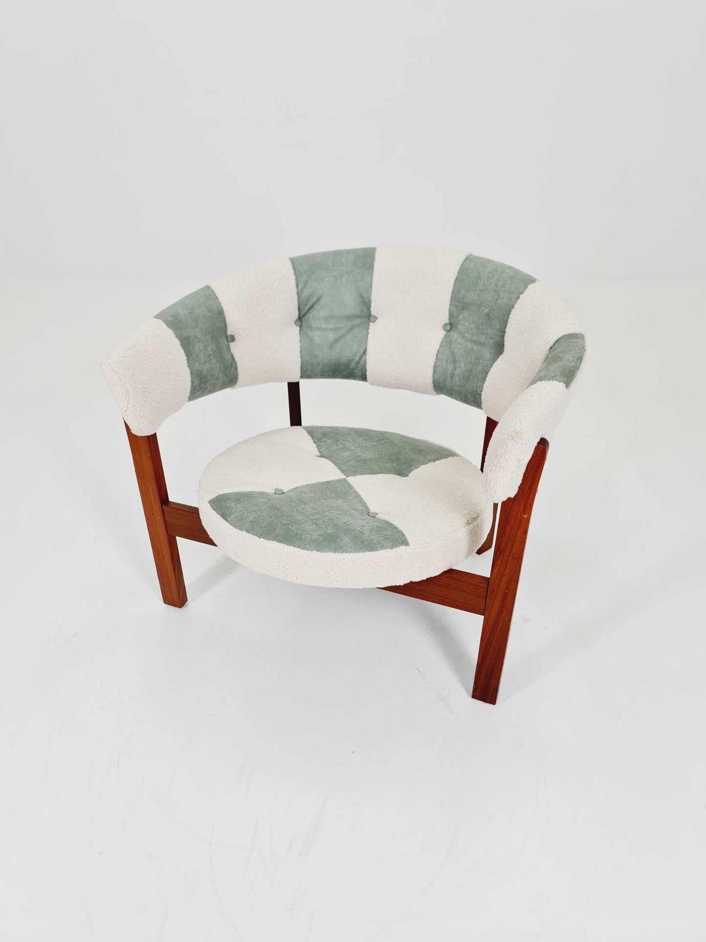 Mid-Century Modern Swedish Lounge chair with leather & Teddy Upholstery Design by Arne Wahl Iversen ,Prim , for Ikea ,1960s
