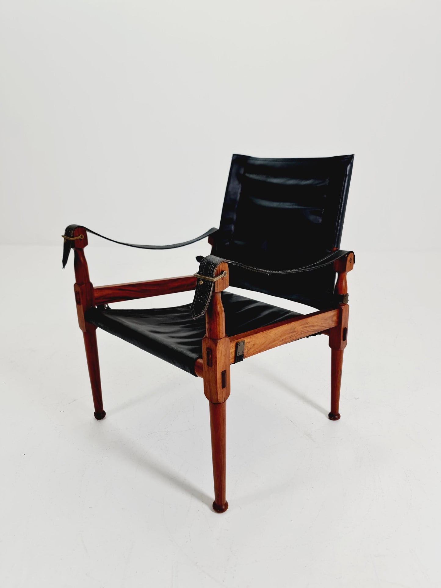 Mid-century vintage Danish Safari Leather chair, By Hayat Brother 1960s