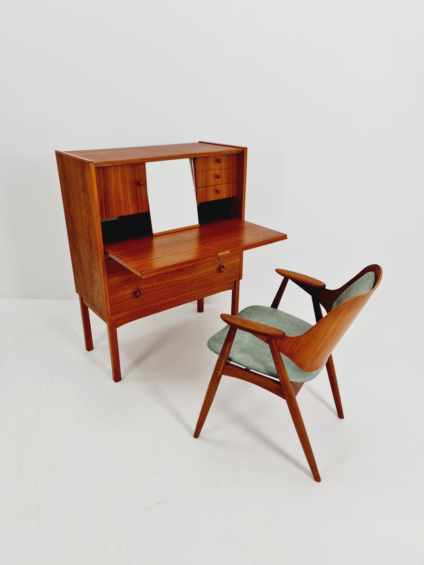 Midcentury Danish vintage teak secretary, vanity /Make up table By Arne Wahl Iversen, 1960s