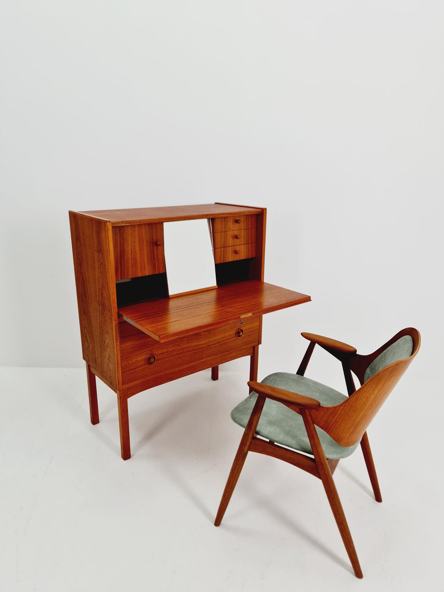 Midcentury Danish vintage teak secretary, vanity /Make up table By Arne Wahl Iversen, 1960s