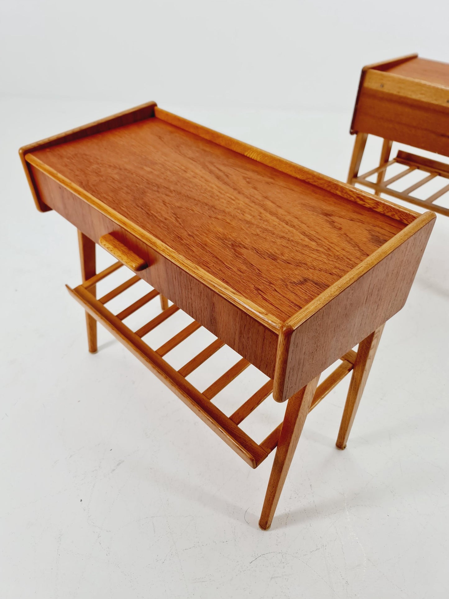 Midcentury Danish teak & oak vintage Side table/ Bedside table/ Night stands set of 2, 1960s