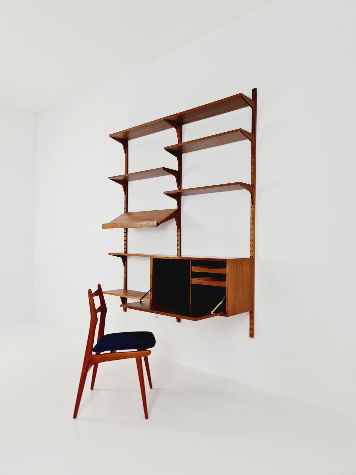 Mid century Danish Walnut Wall Unit with bar cabinet /Desk by Poul Cadovius for Royal,Denmark, 1960s