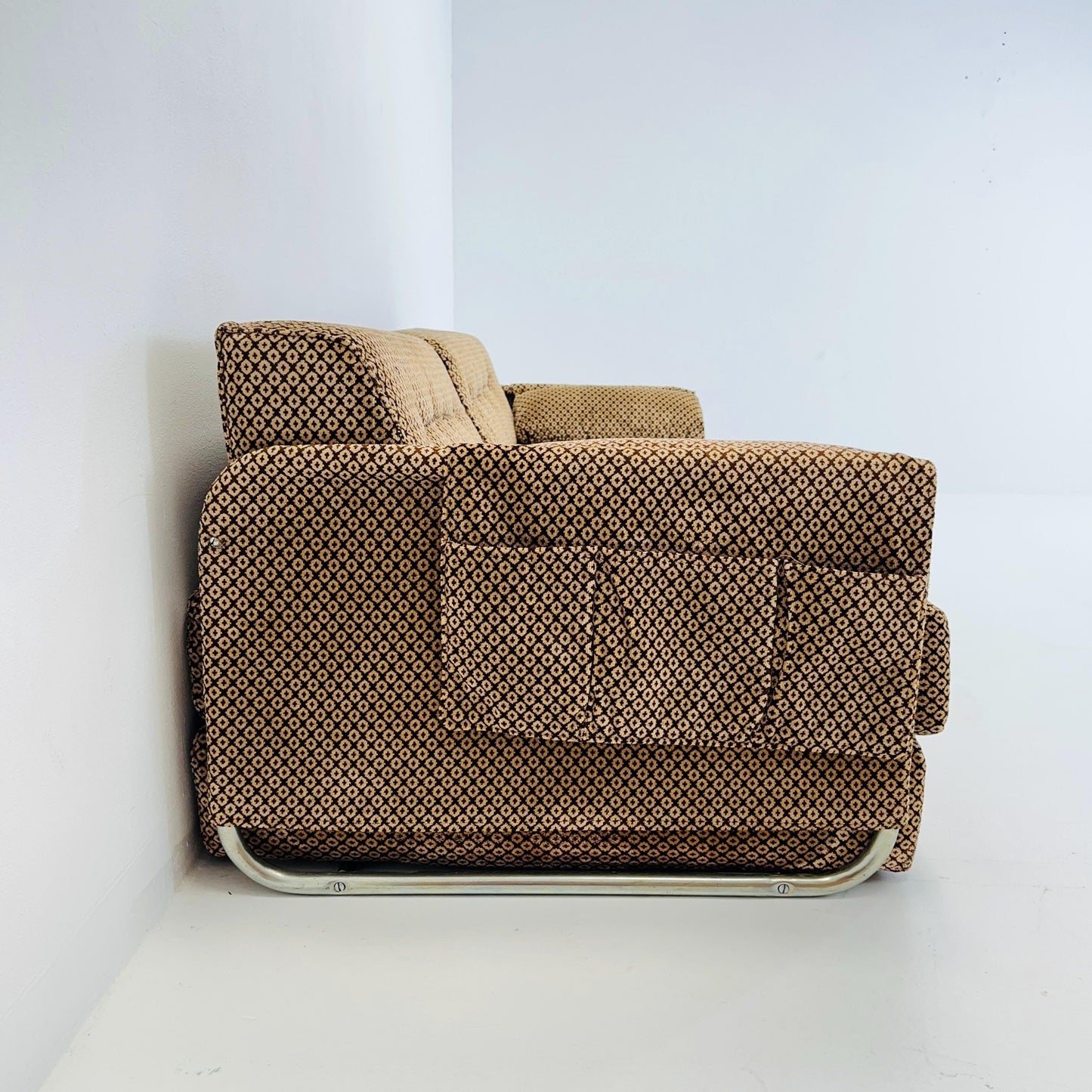 Mid Century Bauhaus Daybed Sofa Chrome Tubular Frame – 1980s Germany,