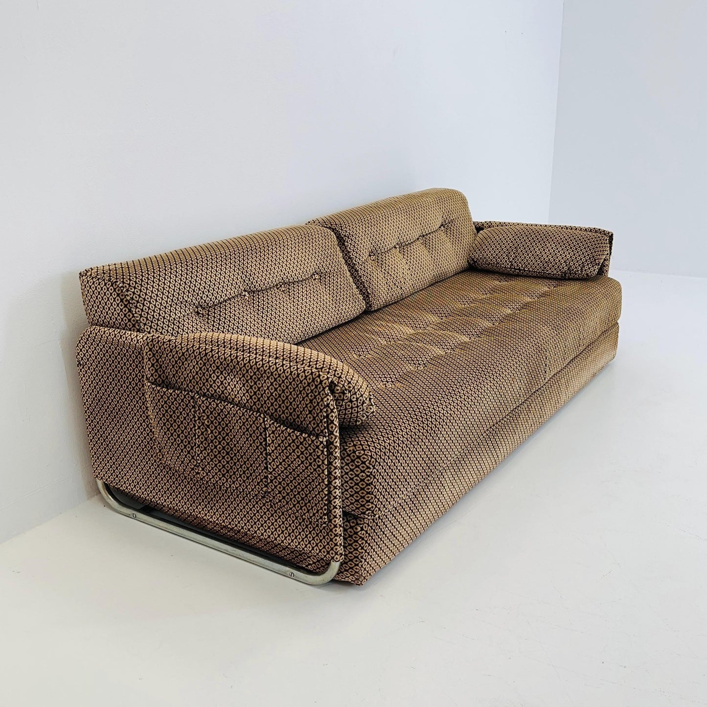 Mid Century Bauhaus Daybed Sofa Chrome Tubular Frame – 1980s Germany,