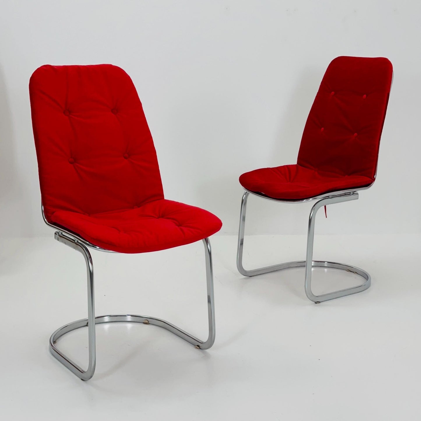 Set of 4 Mid century chrome Dining Chairs by Gastone Rinaldi for Rima , Italy, 1980s