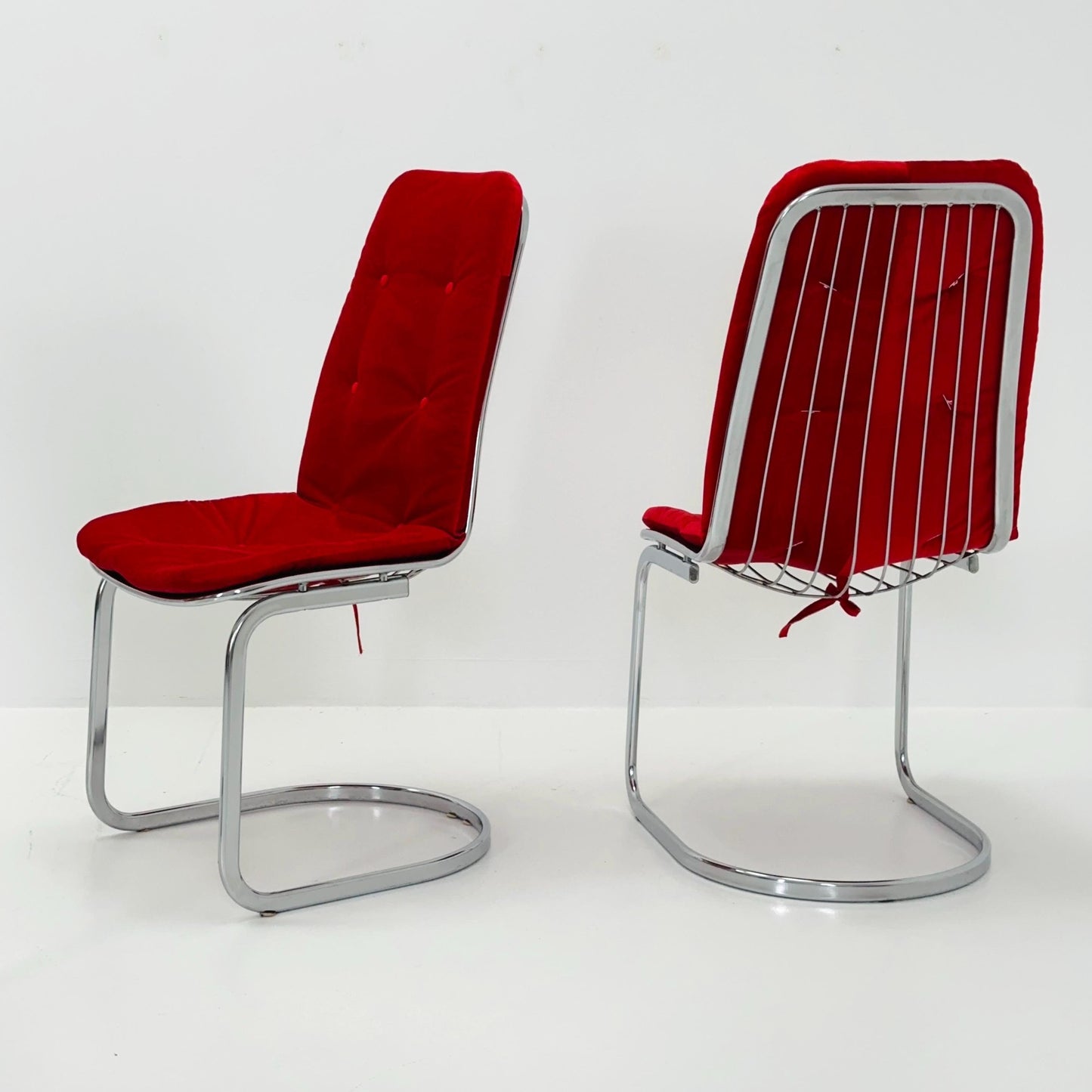 Set of 4 Mid century chrome Dining Chairs by Gastone Rinaldi for Rima , Italy, 1980s