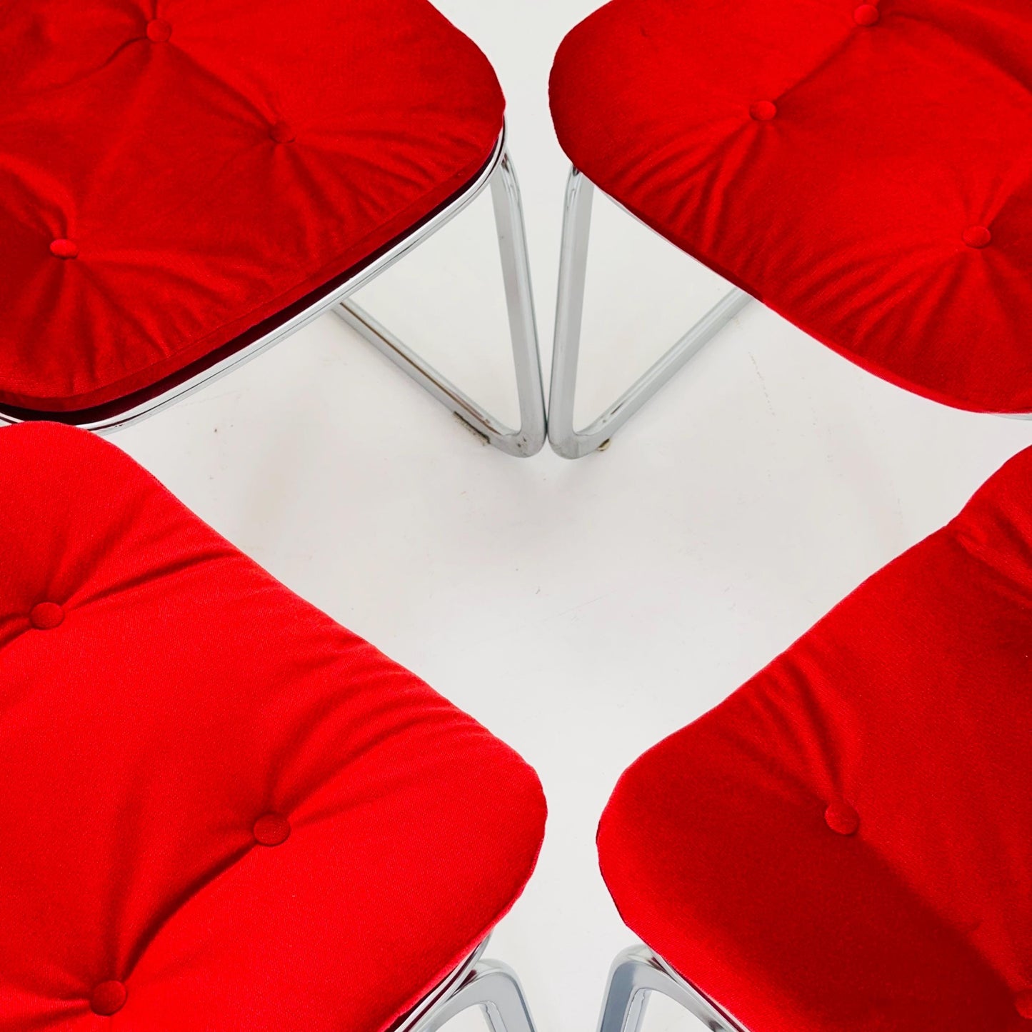 Set of 4 Mid century chrome Dining Chairs by Gastone Rinaldi for Rima , Italy, 1980s