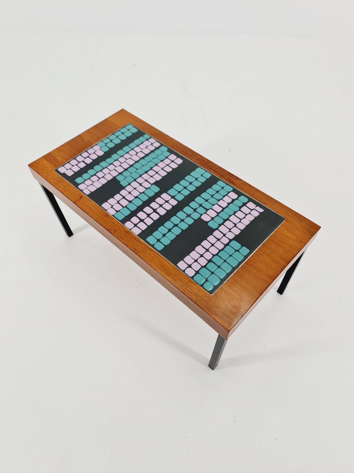 Mid century walnut Ceramic bench West Germany 1970s