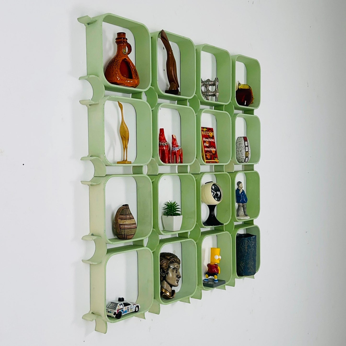 Set of 2 Mid-Century Modular Wall Panels in Mint Green, ABS Plastic, Switzerland 1980s