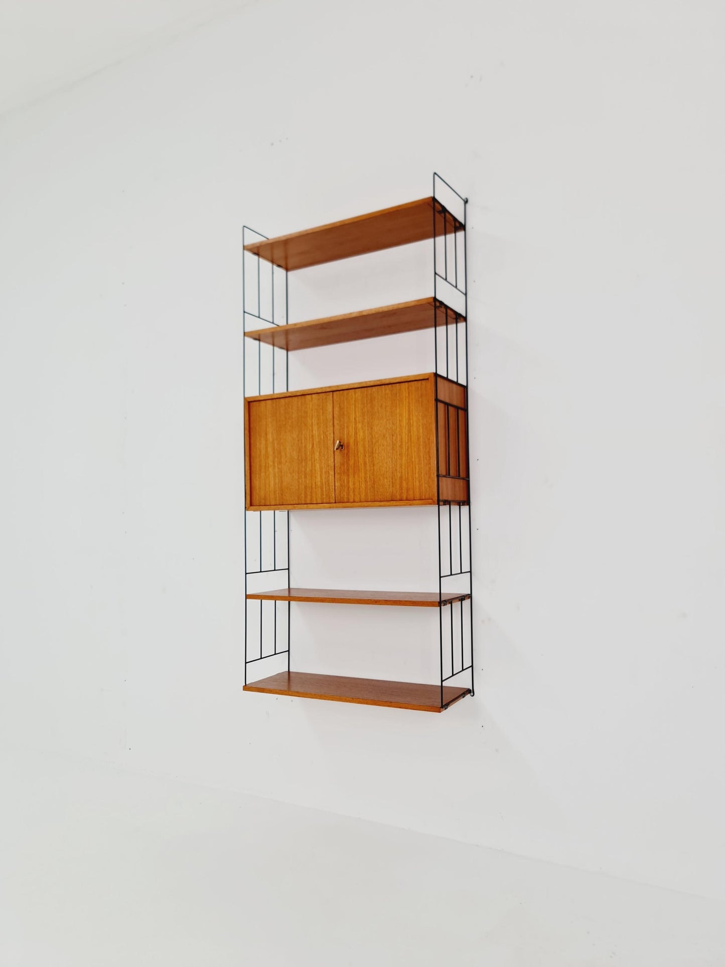 String shelf-system, bookcase with cabinet teak by WHB Germany, 1950s