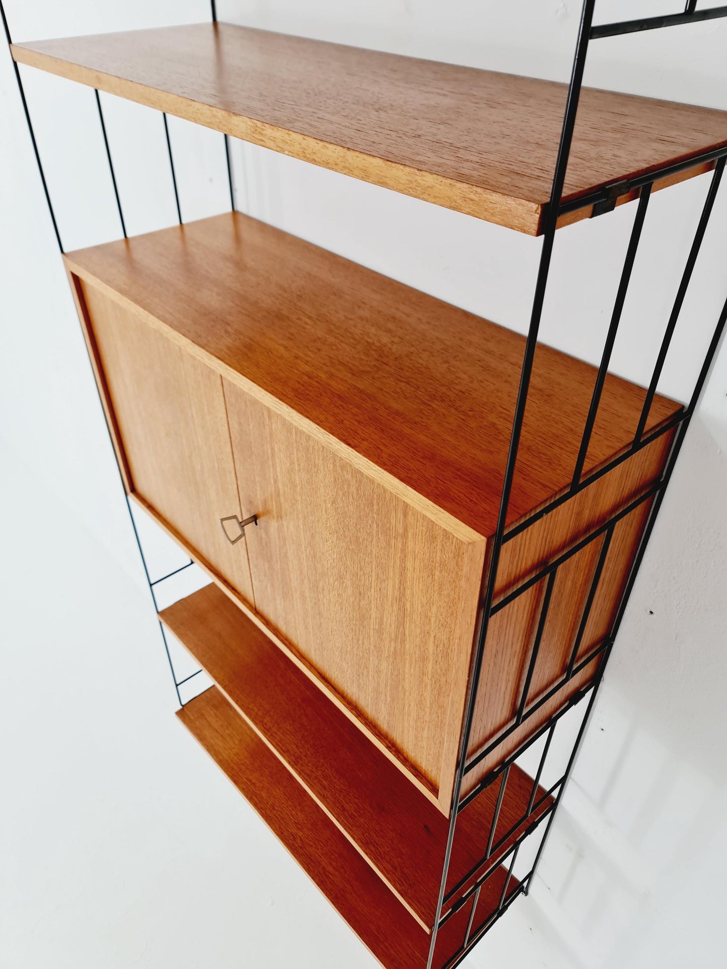 String shelf-system, bookcase with cabinet teak by WHB Germany, 1950s