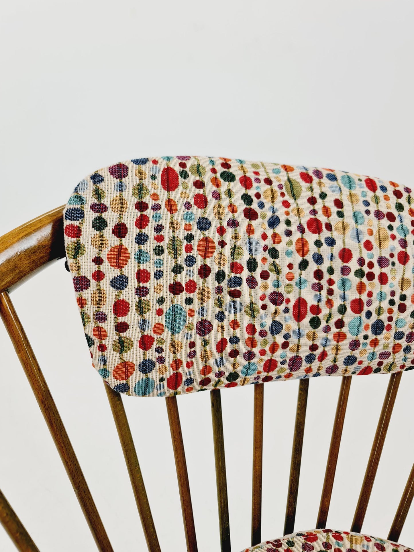 Mid-Century Modern Swedish Circlechair with Colorful Upholstery Design by Yngve Eksröm for Swedes ,1950s