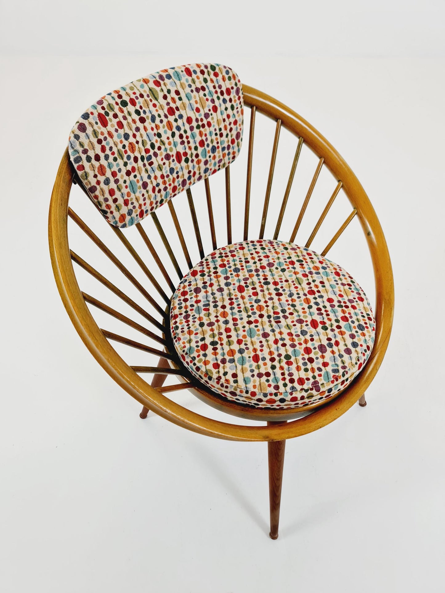 Mid-Century Modern Swedish Circlechair with Colorful Upholstery Design by Yngve Eksröm for Swedes ,1950s